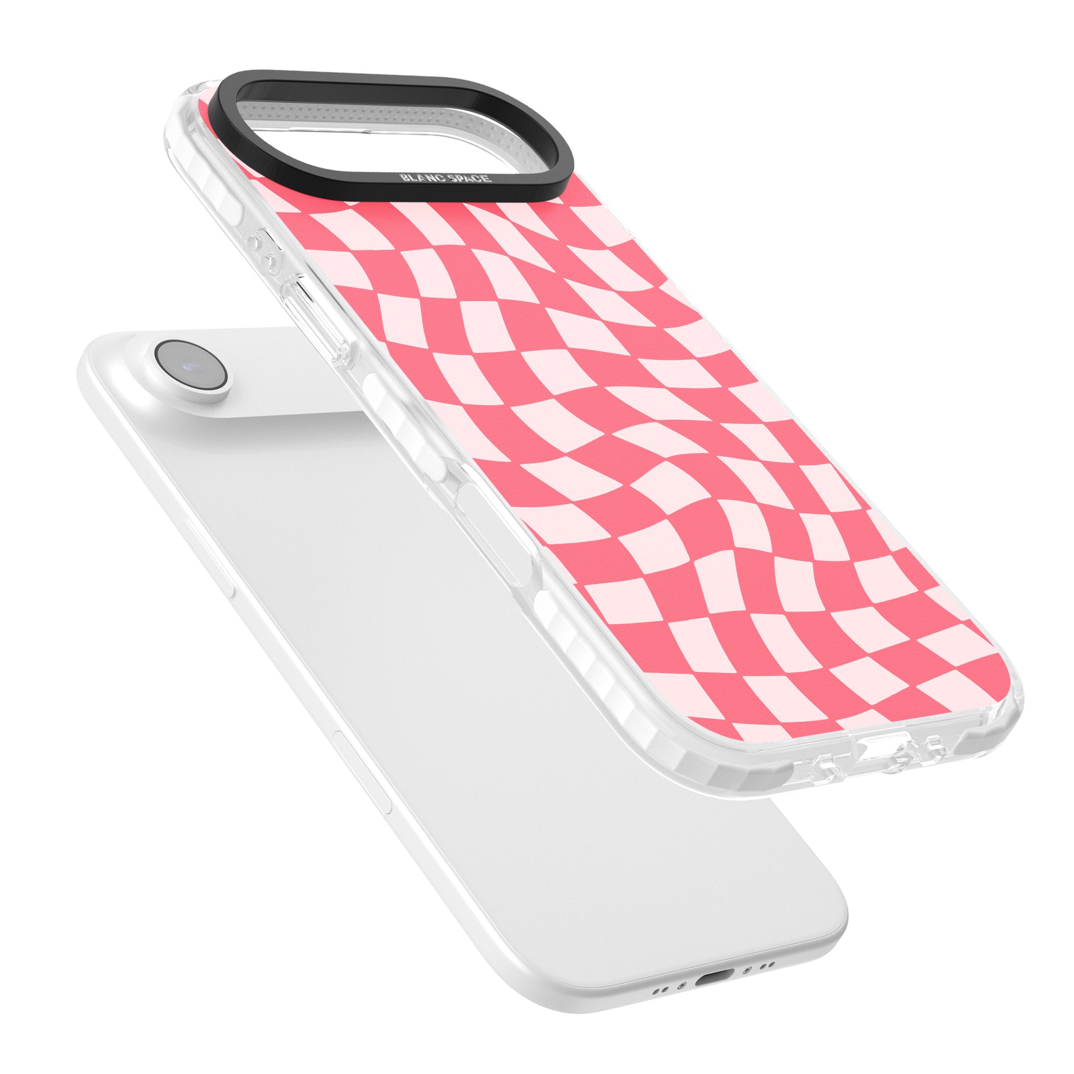 Pink Wavy Checked Pattern iPhone 17 Air Impact Pro Clear Phone Case Colours