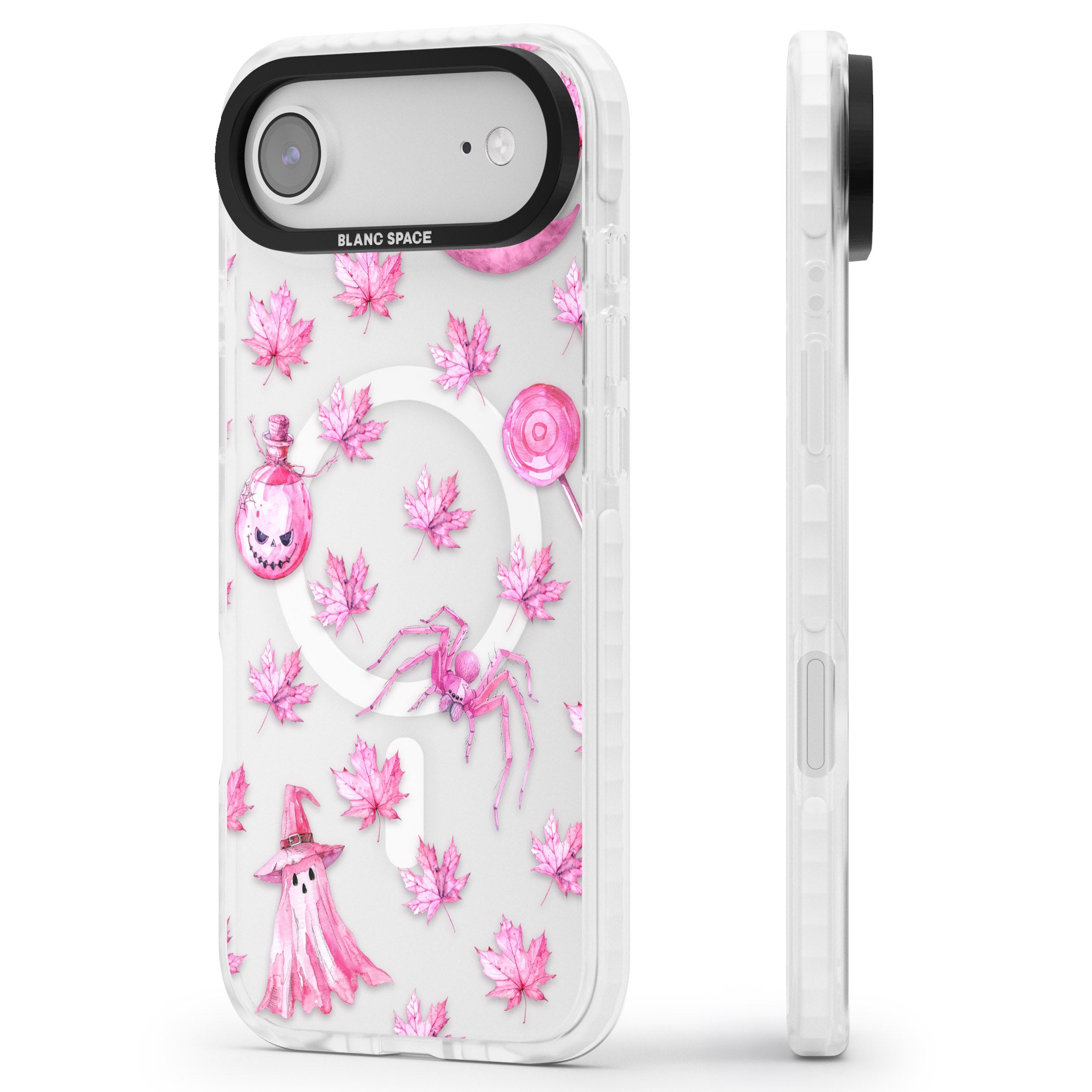Pink Moon Maple iPhone 17 Air Impact Pro Clear Phone Case Side Profile