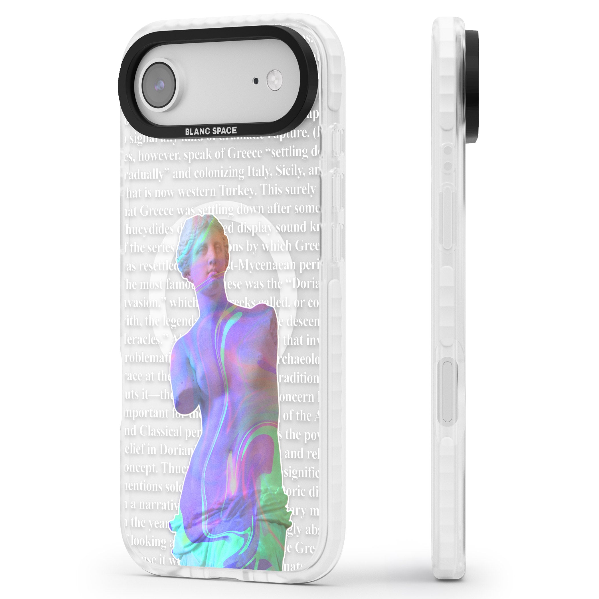 Iridescent De Milo iPhone 17 Air Impact Pro Clear Phone Case Side Profile