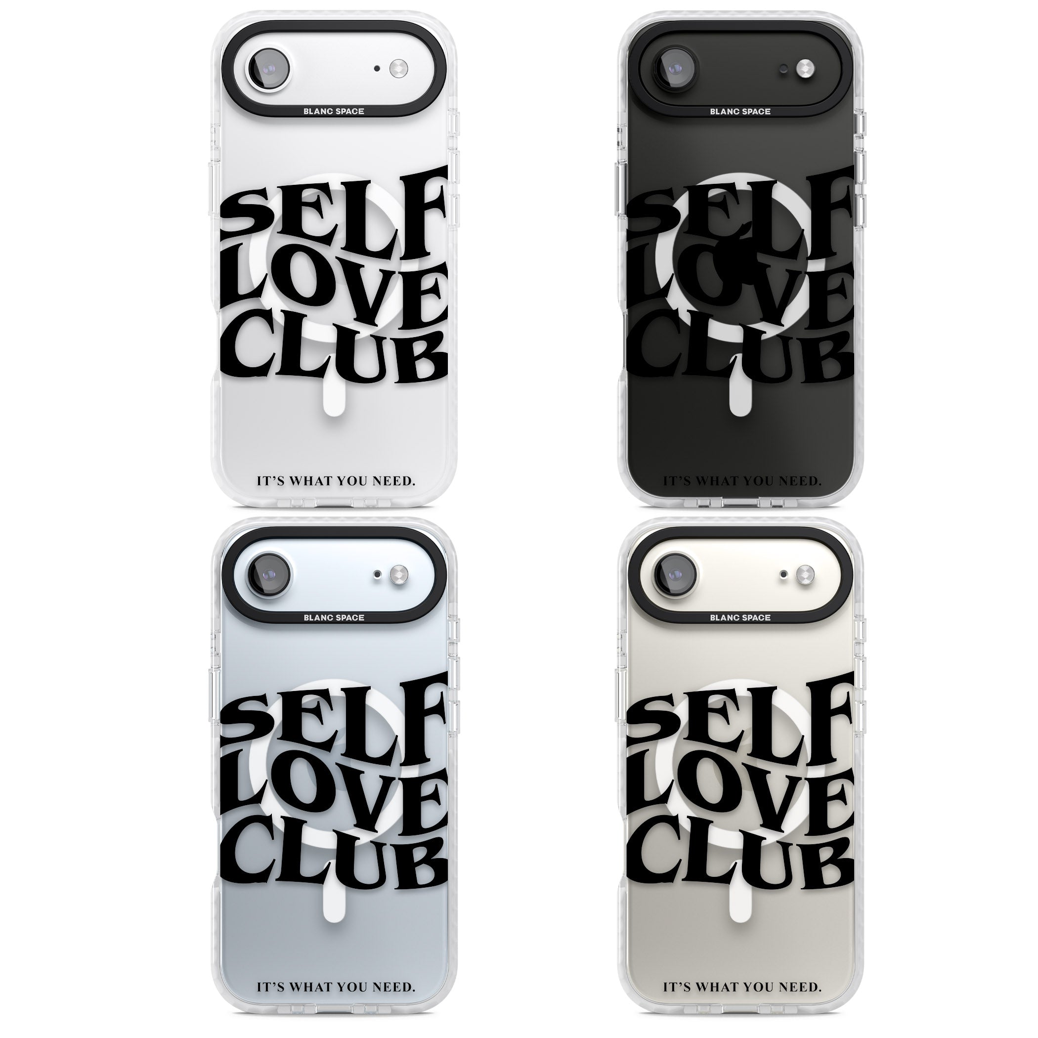 Self Love Club Black iPhone 17 Air Impact Pro Clear Phone Case APT Impact Protection