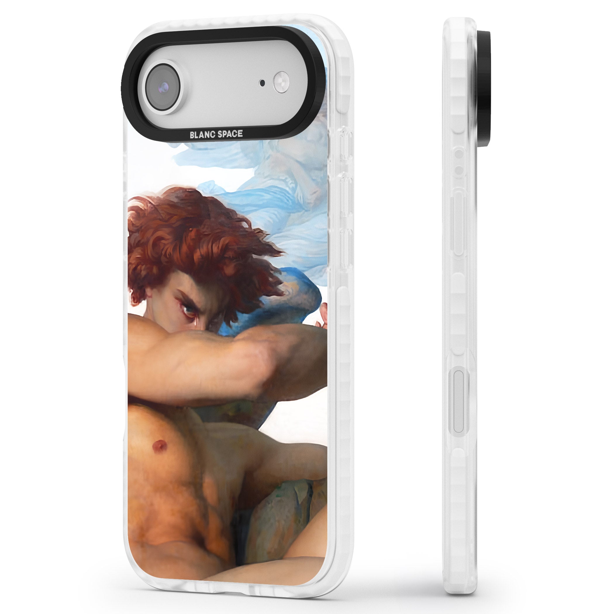 The Fallen Angel iPhone 17 Air Impact Pro Clear Phone Case Side Profile