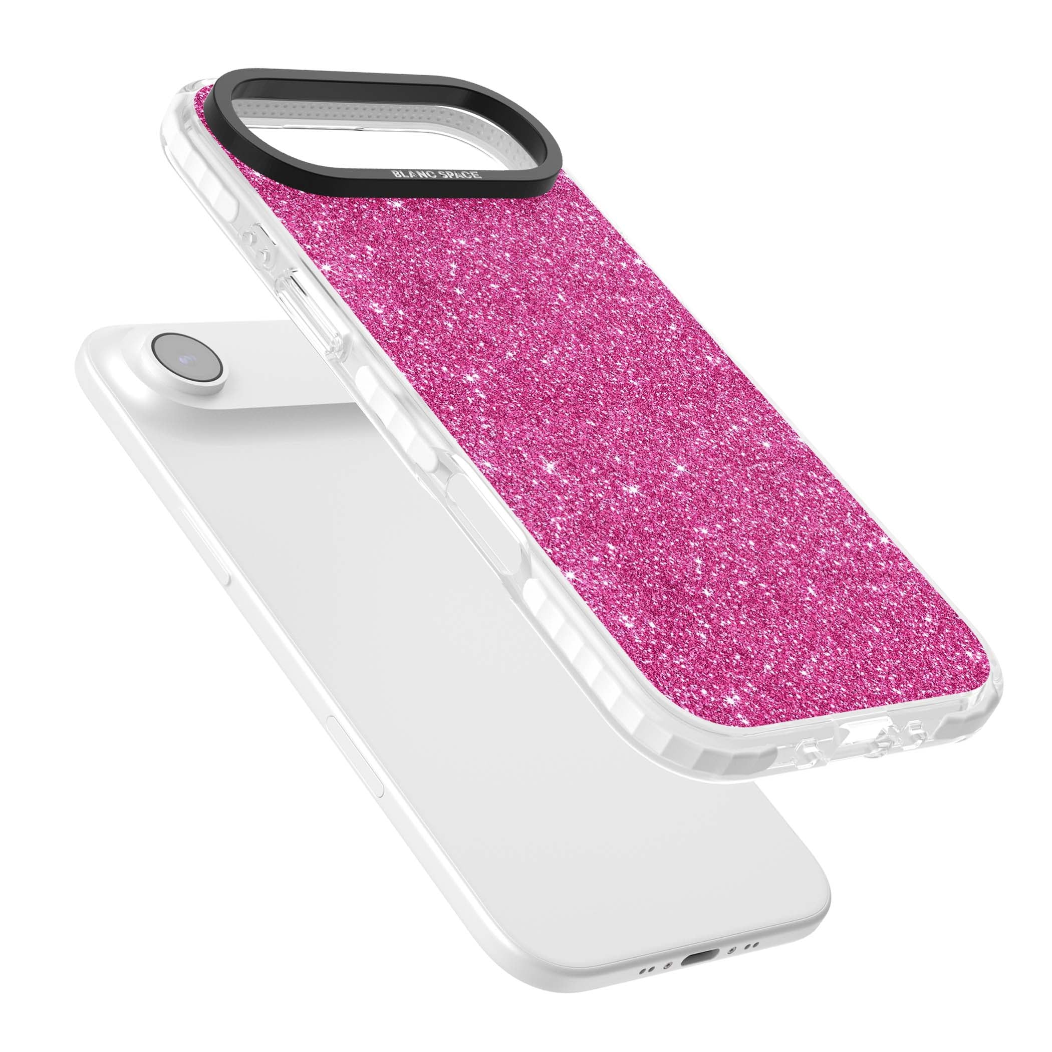 Pink Glitter Y2K iPhone case featuring hot pink glitter wallpaper with sparkle shimmer effect | Impact Magsafe case for iPhone Air