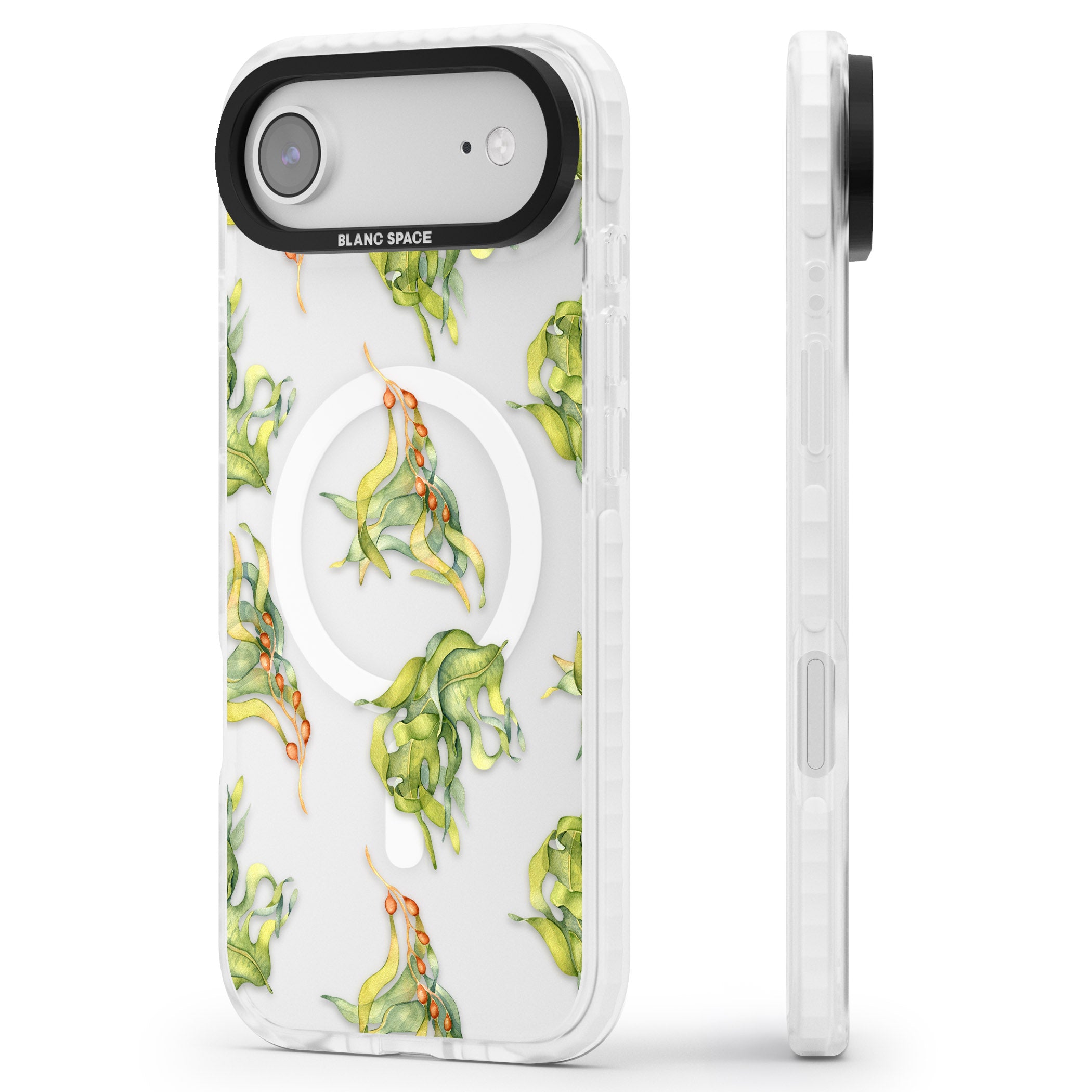 Flowing Seaweed Watercolor iPhone 17 Air Impact Pro Clear Phone Case Side Profile