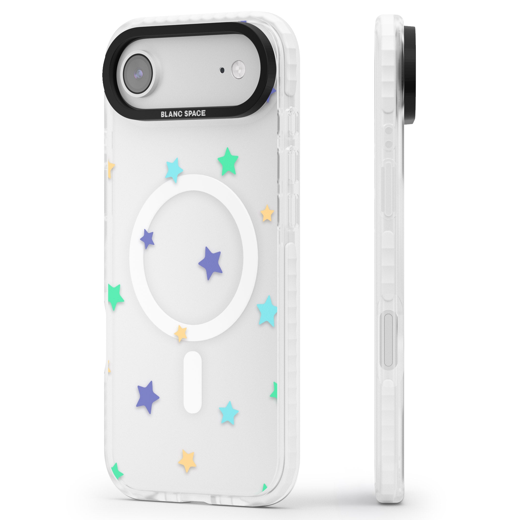 Pastel Star Pattern iPhone 17 Air Impact Pro Clear Phone Case Side Profile