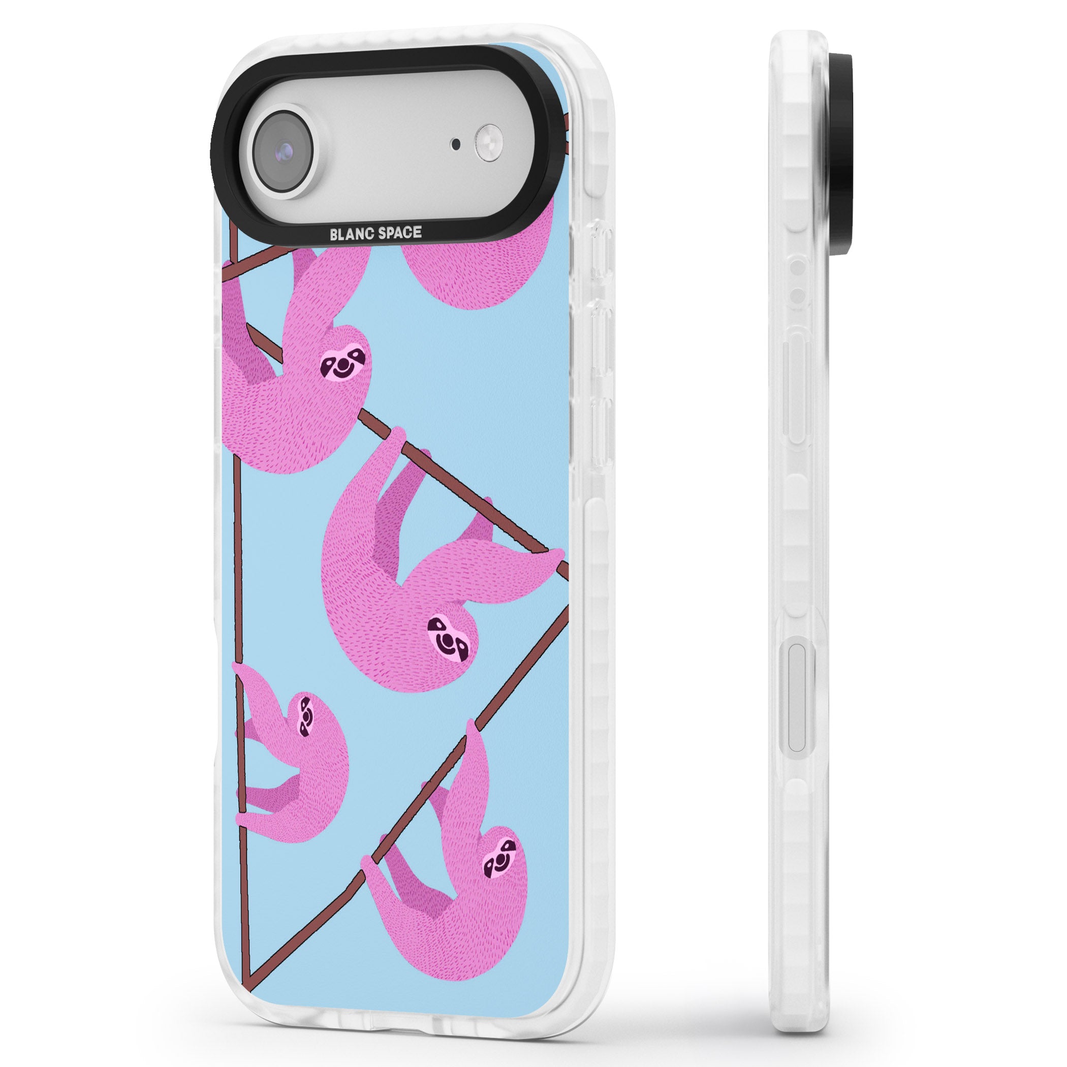 Pink Sloth iPhone 17 Air Impact Pro Clear Phone Case Side Profile