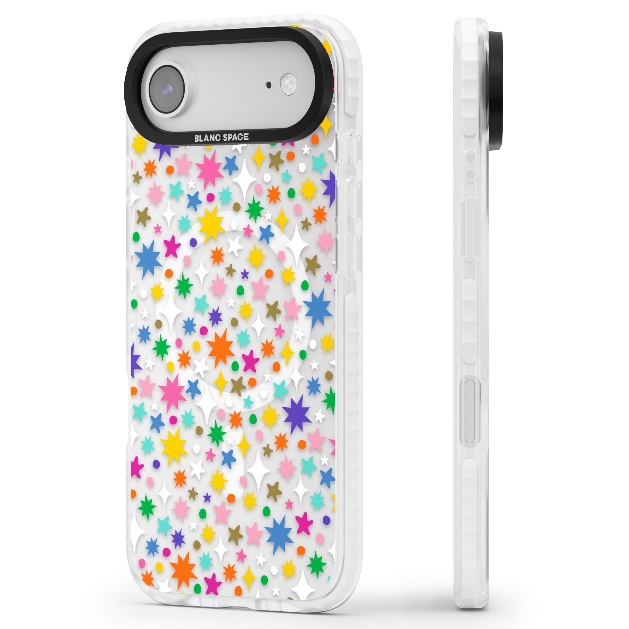 Rainbow Starburst iPhone 17 Air Impact Pro Clear Phone Case Side Profile