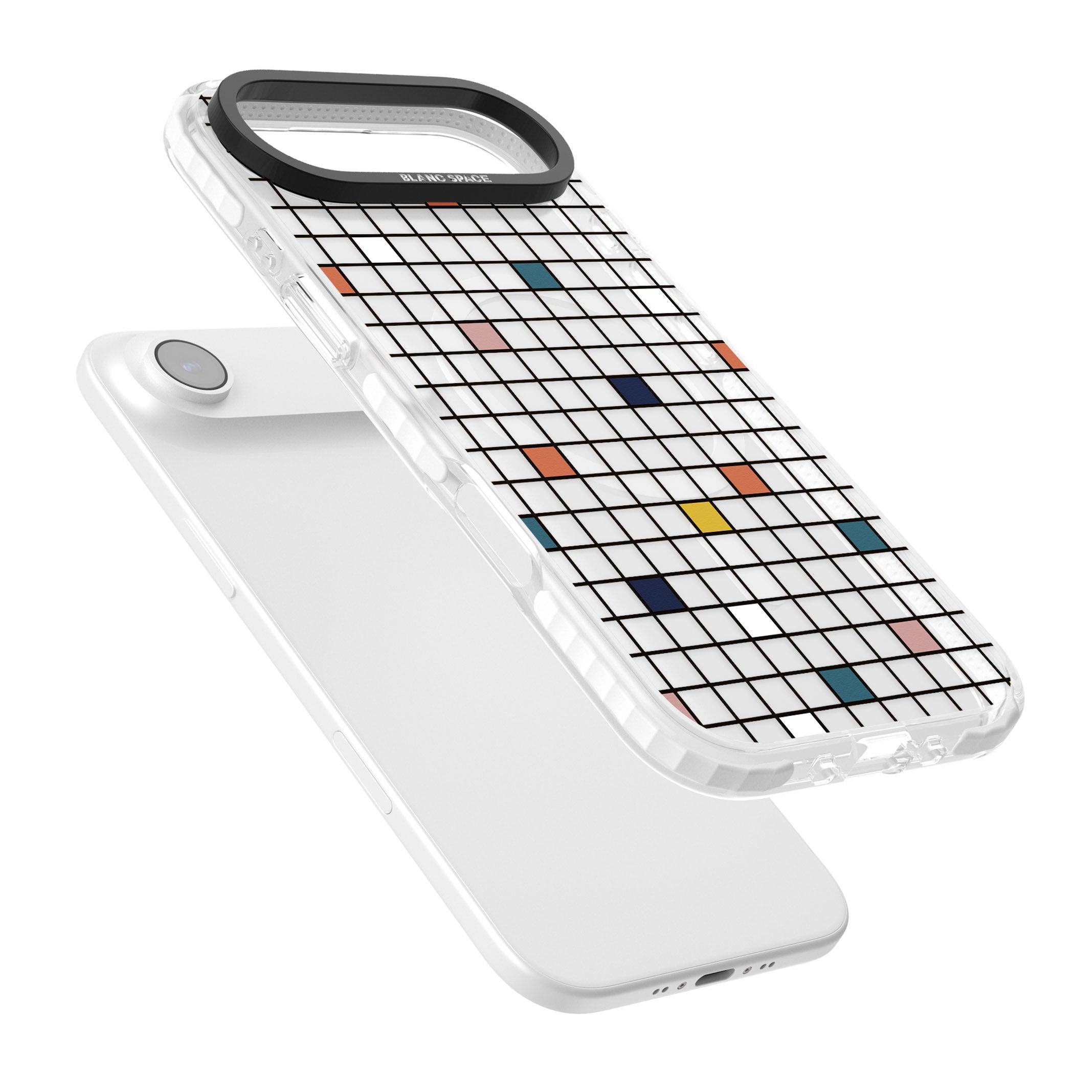Earthtone Clear Geometric Grid iPhone 17 Air Impact Pro Clear Phone Case Colours