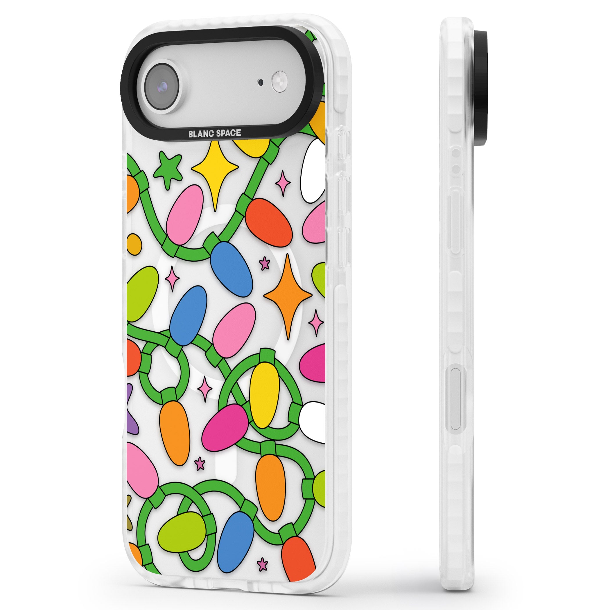 Festive Lights Pattern iPhone 17 Air Impact Pro Clear Phone Case Side Profile