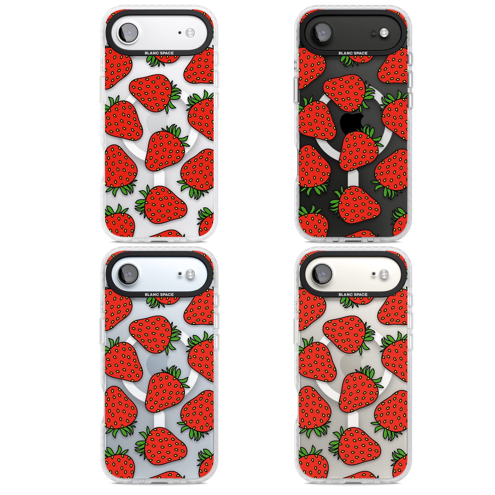 Strawberry Pattern iPhone 17 Air Impact Pro Clear Phone Case APT Impact Protection