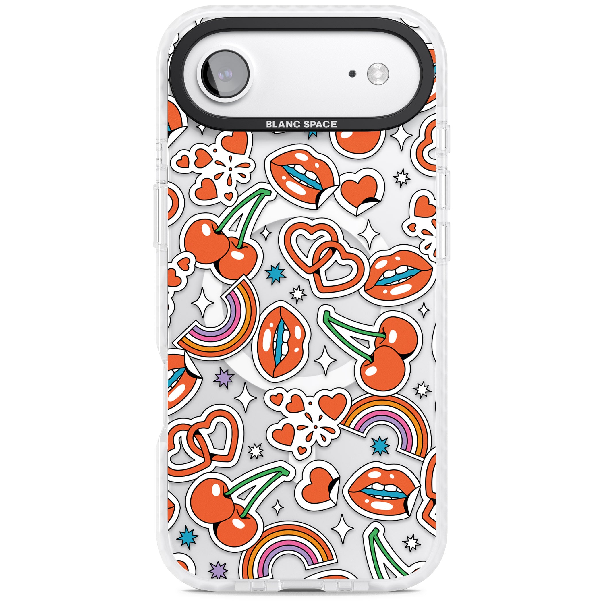 Red Sticker Pop iPhone 17 Air Impact Pro Clear Phone Case