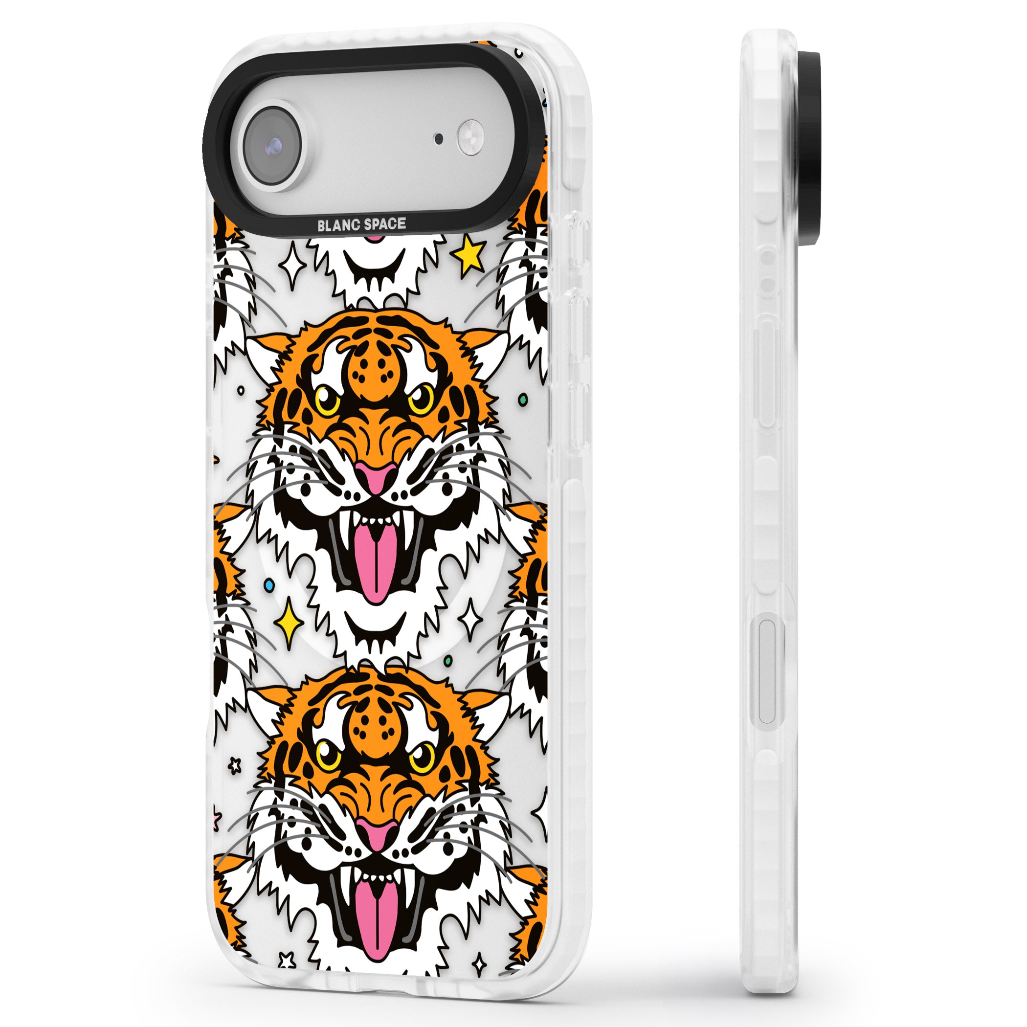 Fierce Jungle Tigers iPhone 17 Air Impact Pro Clear Phone Case Side Profile