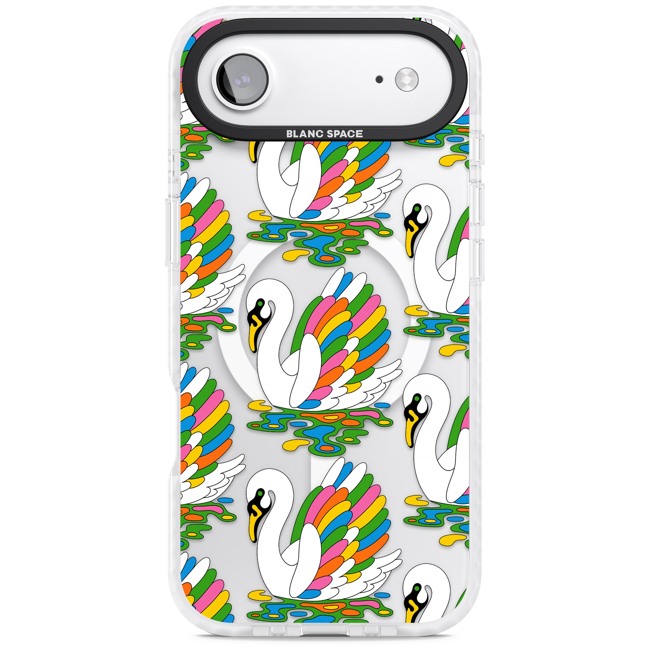 Colourful Swan Pattern iPhone 17 Air Impact Pro Clear Phone Case