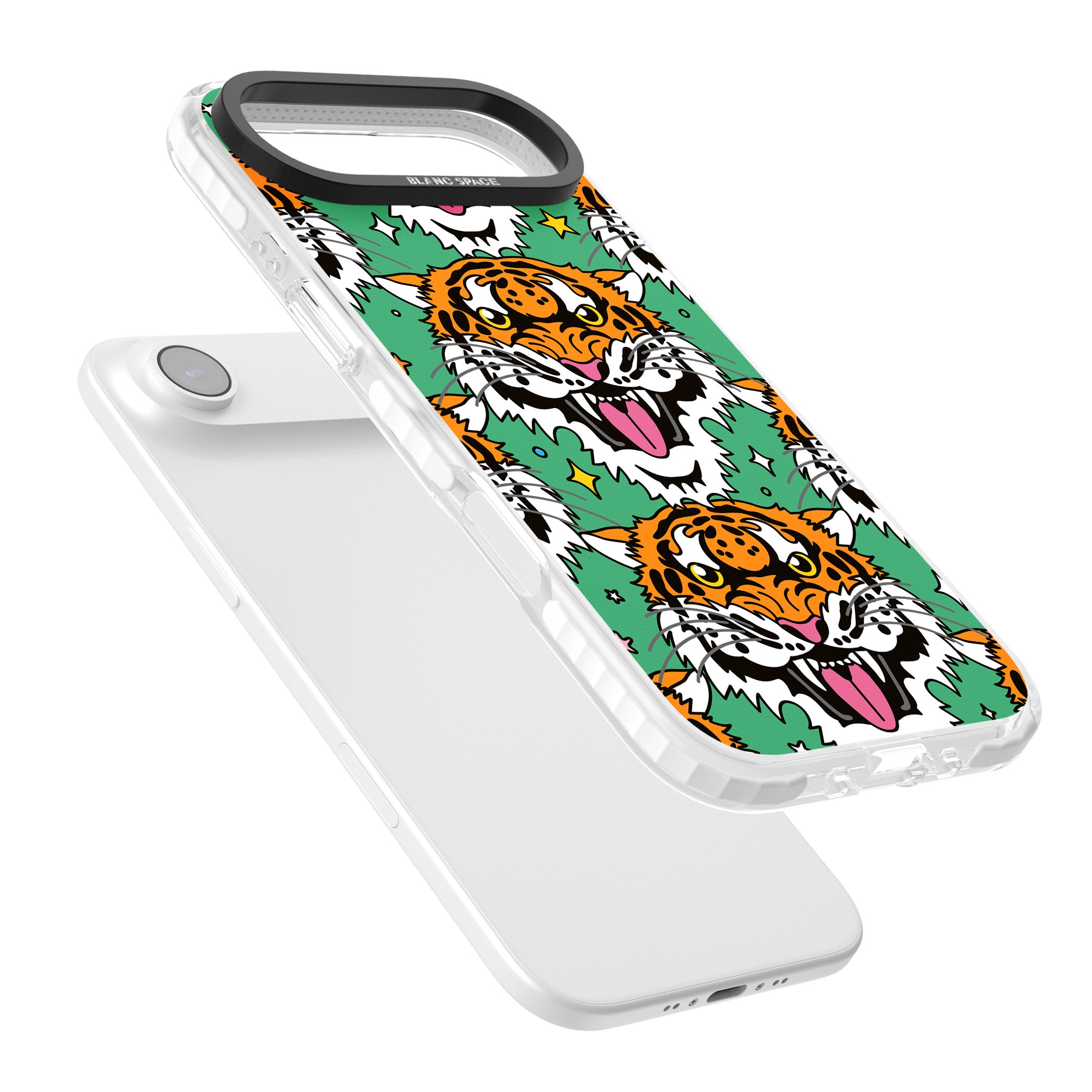 Fierce Jungle Tigers (Green) iPhone 17 Air Impact Pro Clear Phone Case Colours