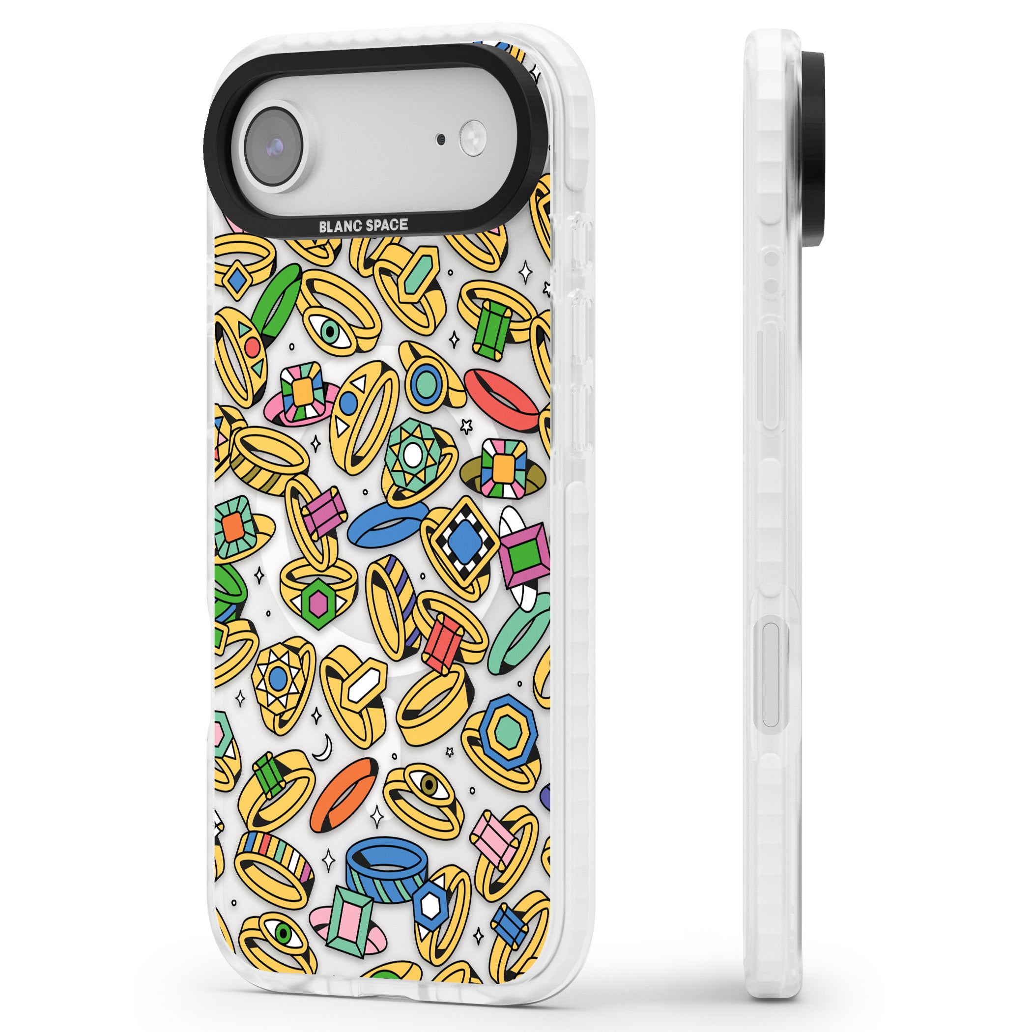 Gemstone Glitz iPhone 17 Air Impact Pro Clear Phone Case Side Profile