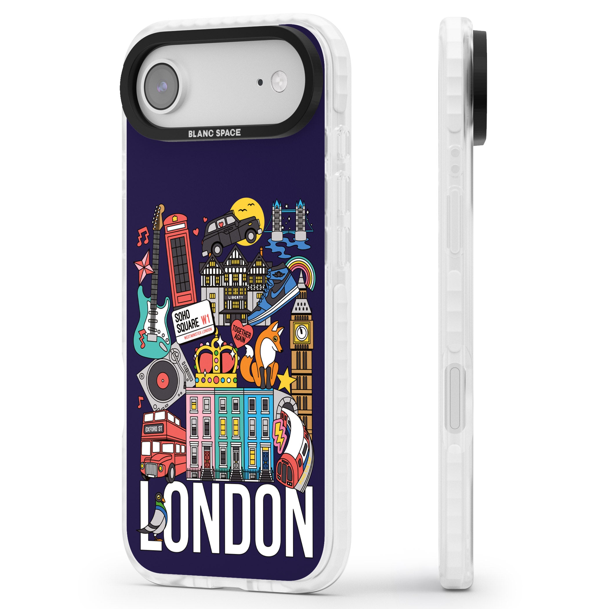London Calling iPhone 17 Air Impact Pro Clear Phone Case Side Profile