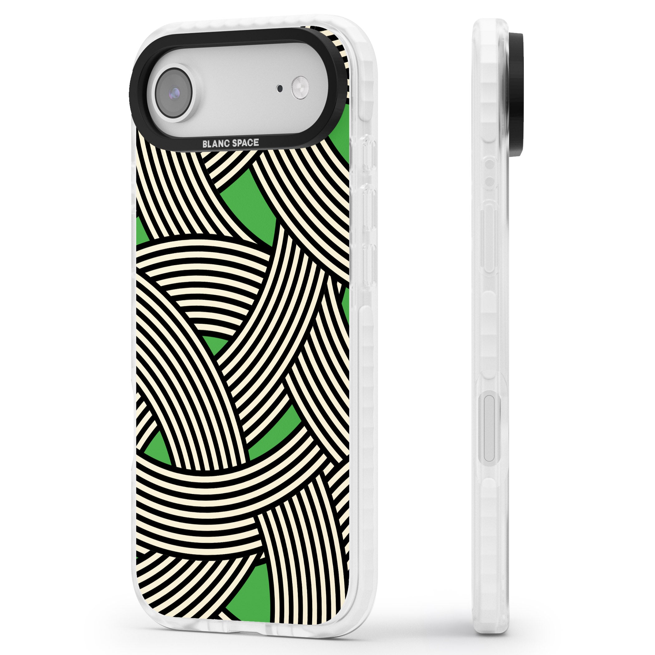Green Optic Waves iPhone 17 Air Impact Pro Clear Phone Case Side Profile