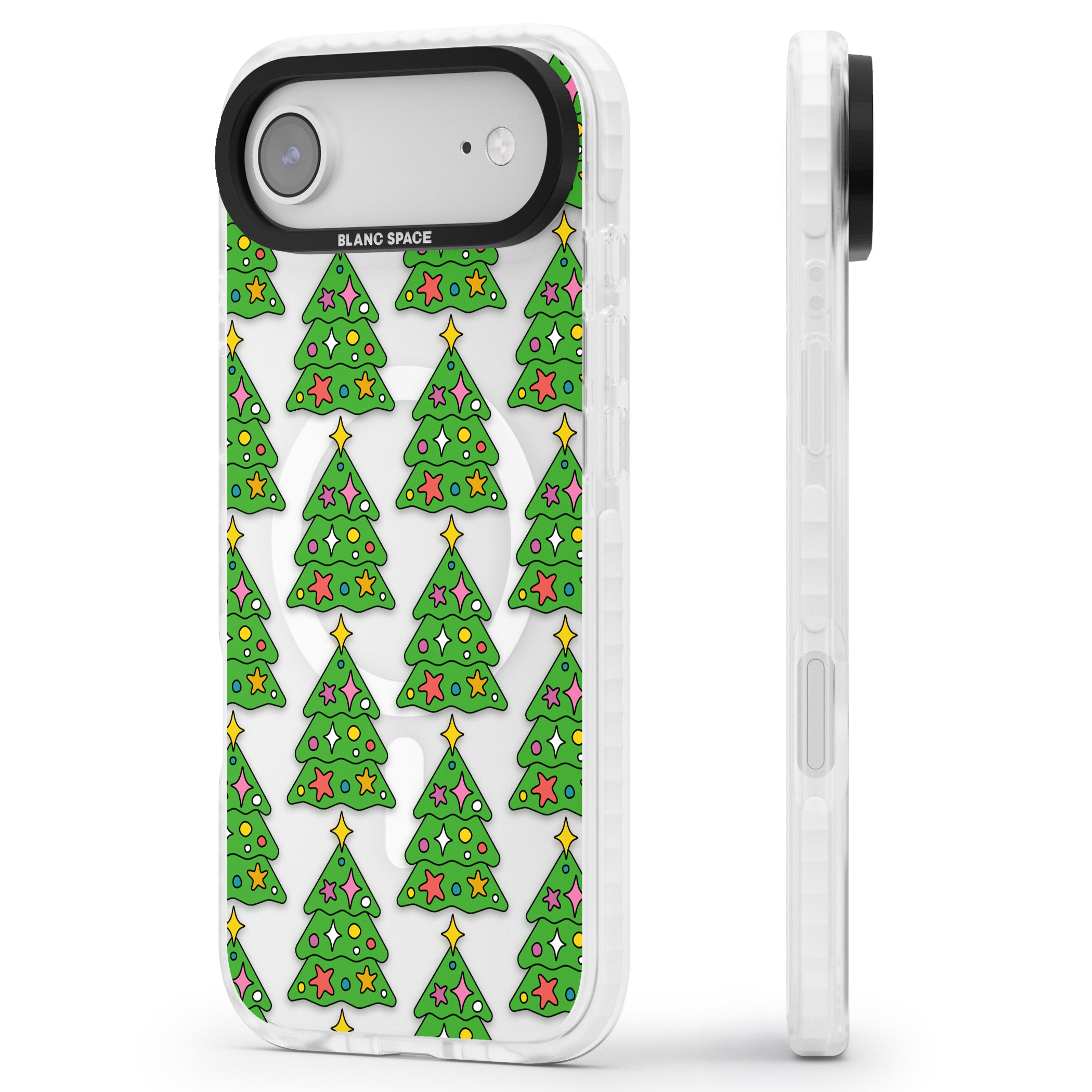 Christmas Tree Pattern (Clear) iPhone 17 Air Impact Pro Clear Phone Case Side Profile
