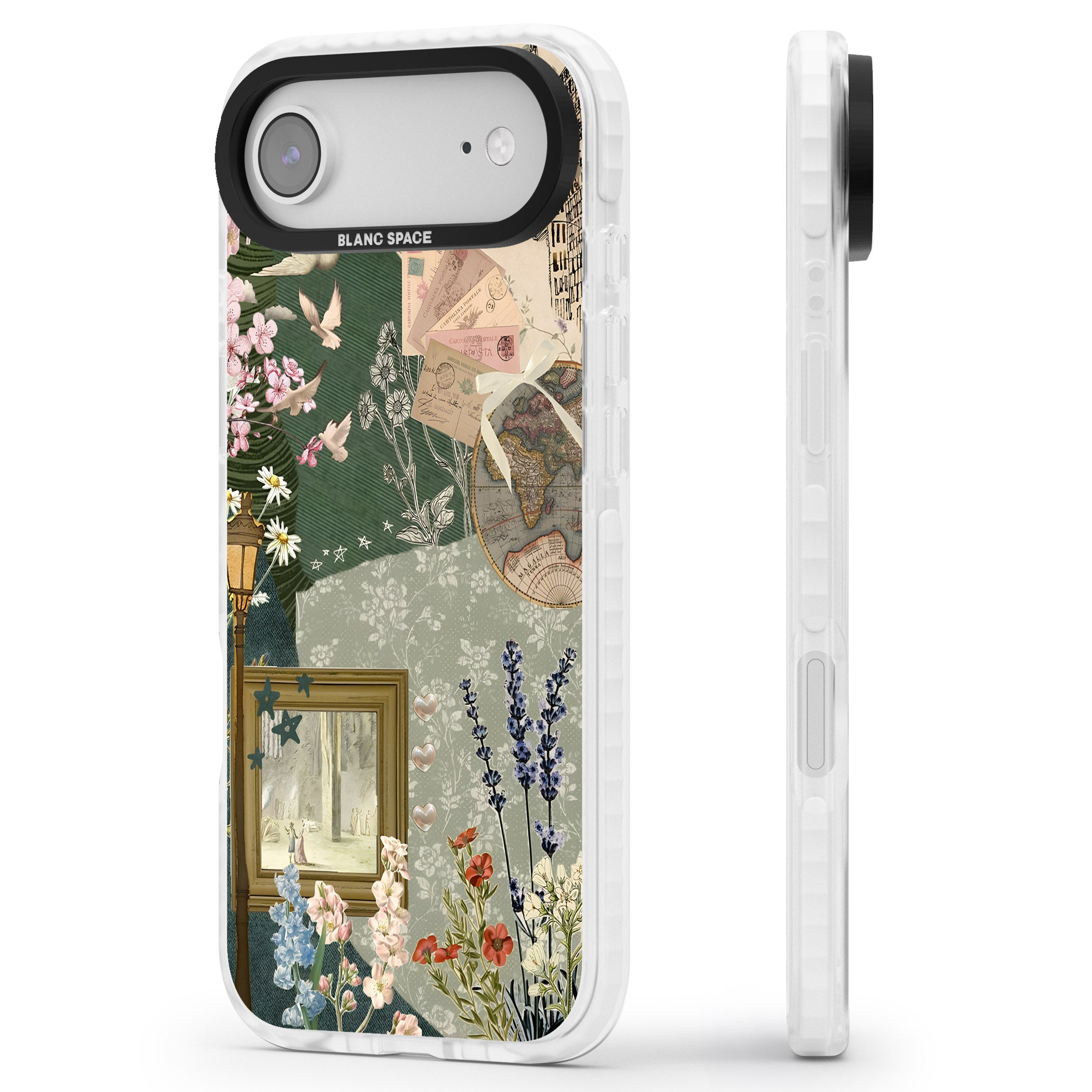 Vintage Spring Collage iPhone 17 Air Impact Pro Clear Phone Case Side Profile