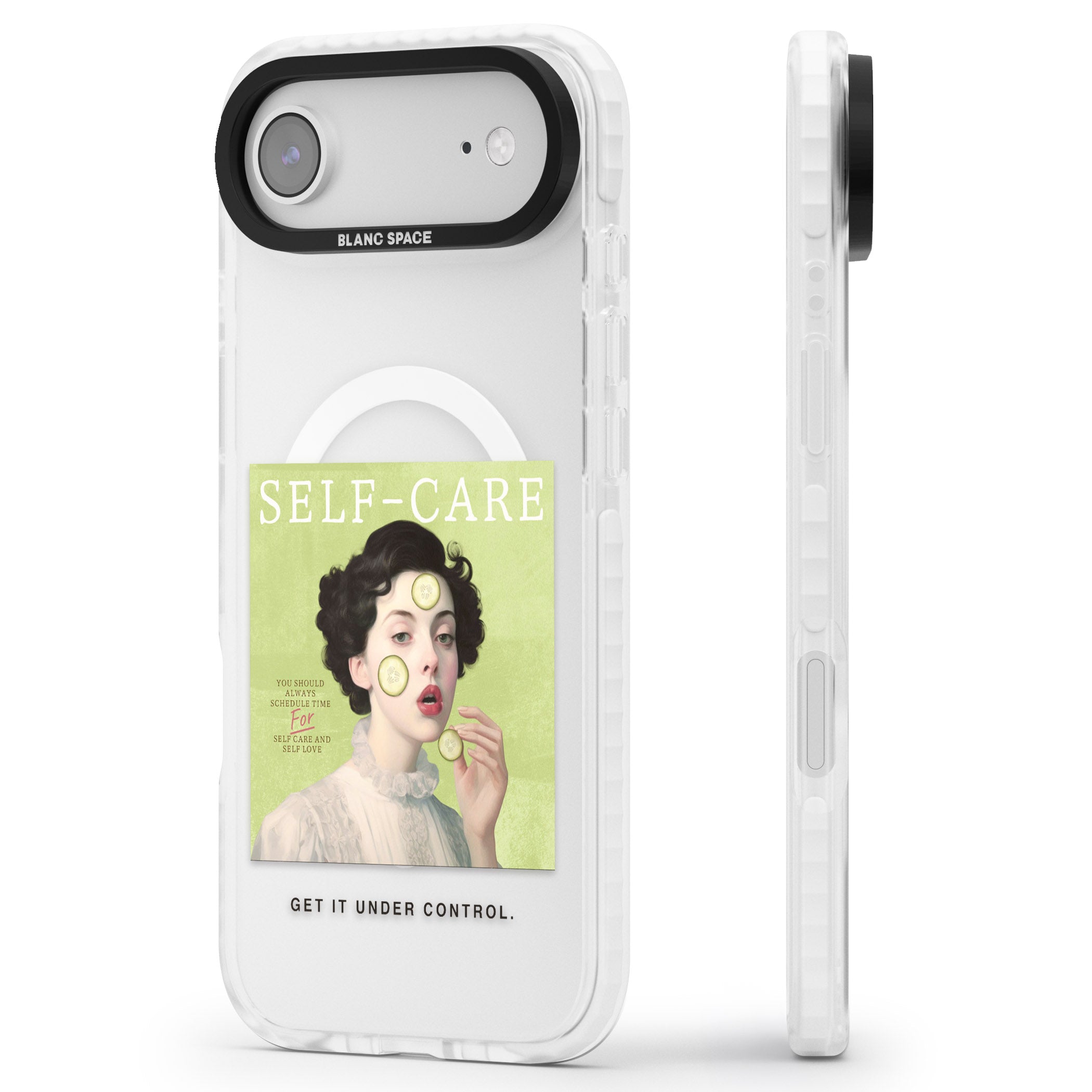 Self Care iPhone 17 Air Impact Pro Clear Phone Case Side Profile