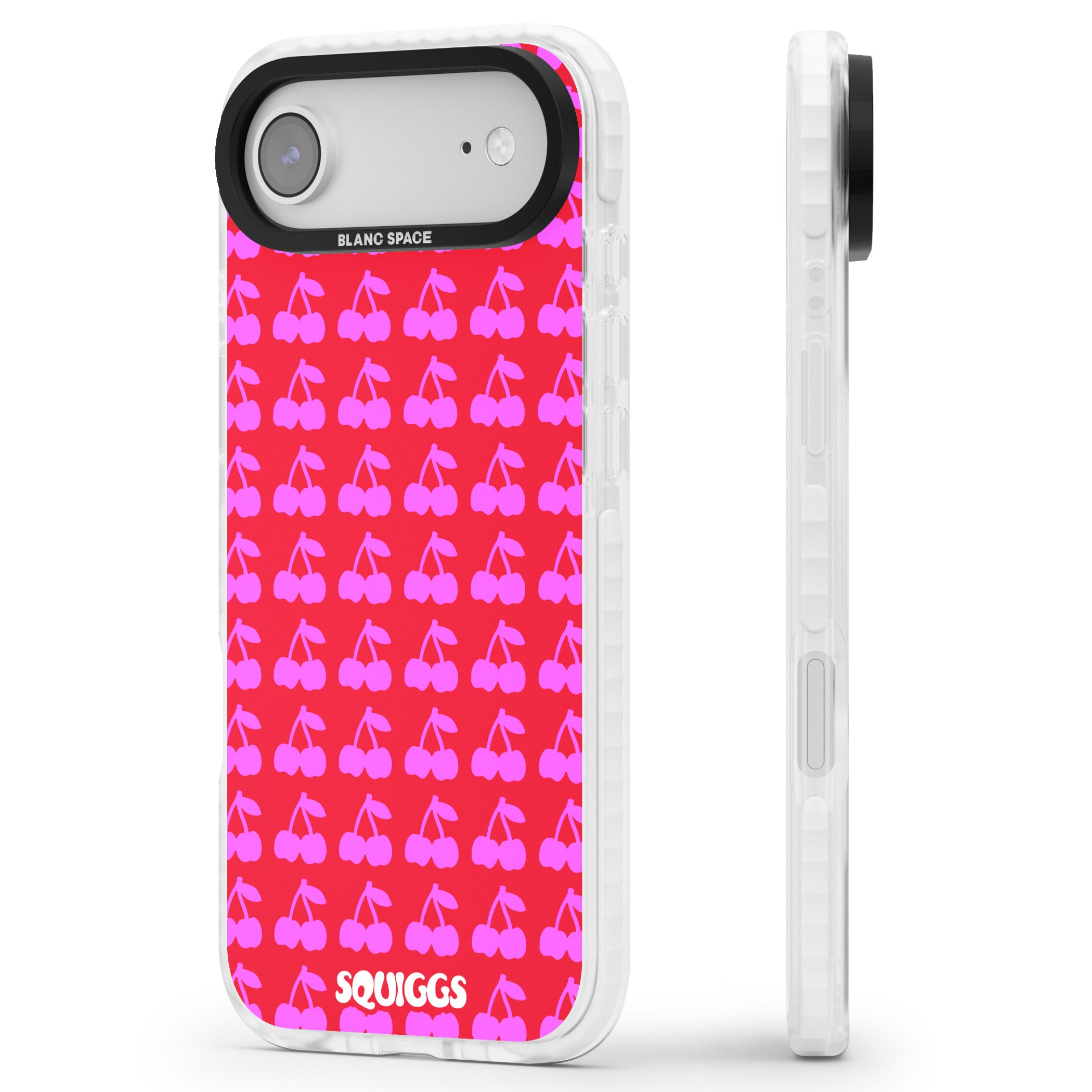 Red Cherries iPhone 17 Air Impact Pro Clear Phone Case Side Profile