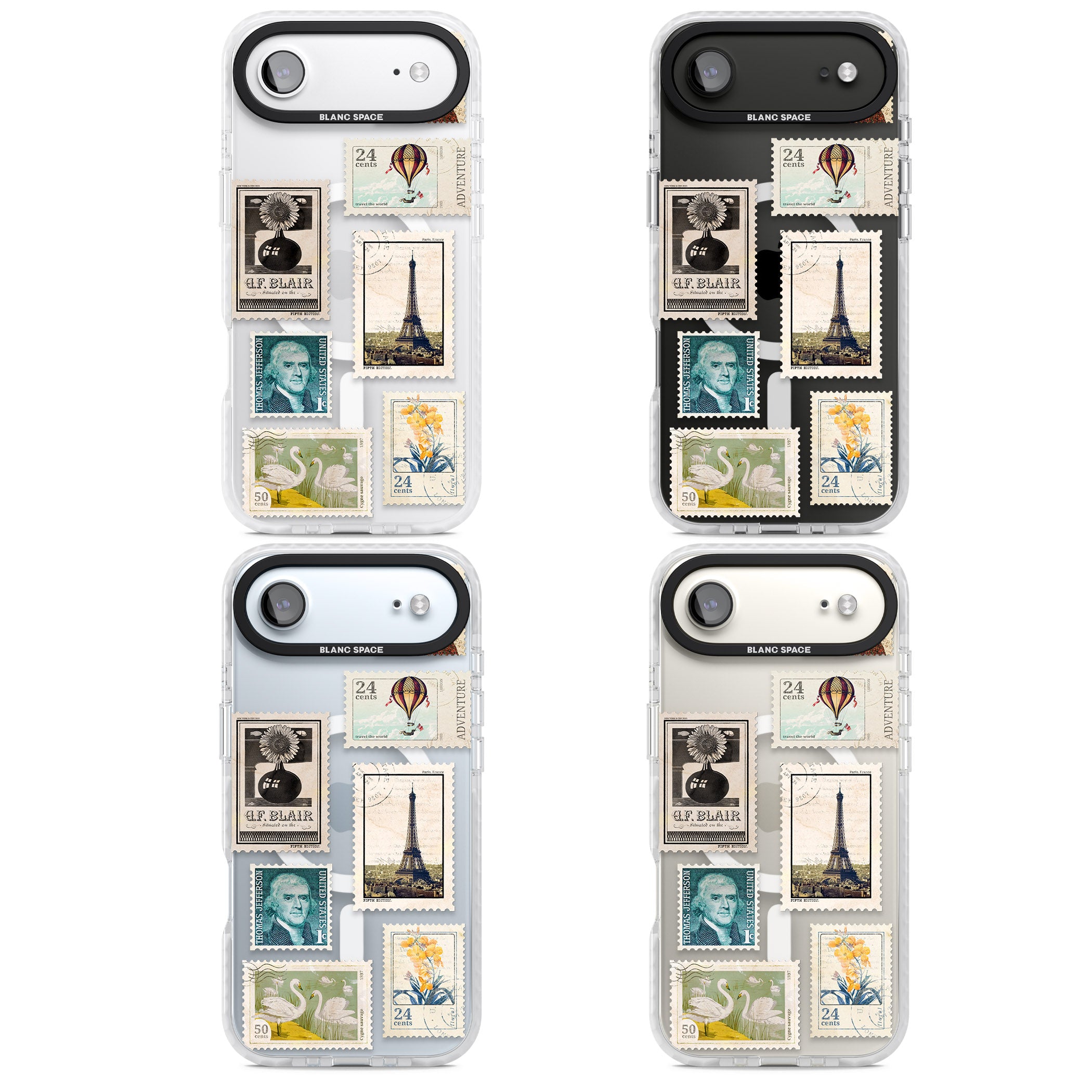 Vintage Stamps iPhone 17 Air Impact Pro Clear Phone Case APT Impact Protection