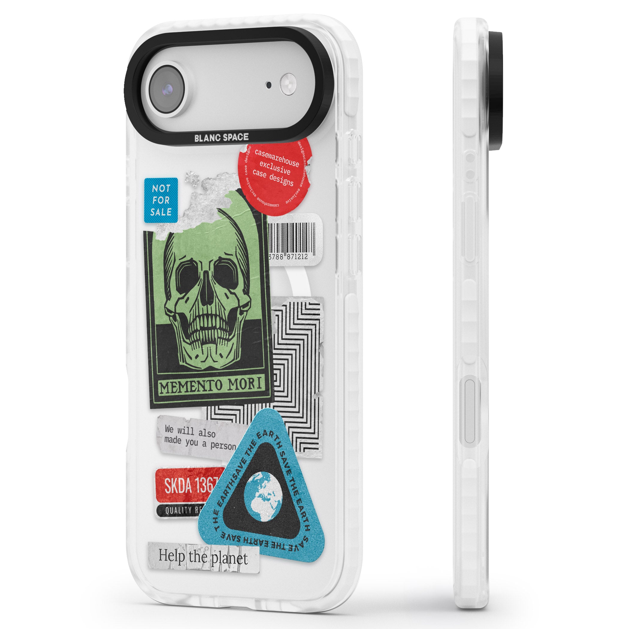 Skull Sticker Mix iPhone 17 Air Impact Pro Clear Phone Case Side Profile