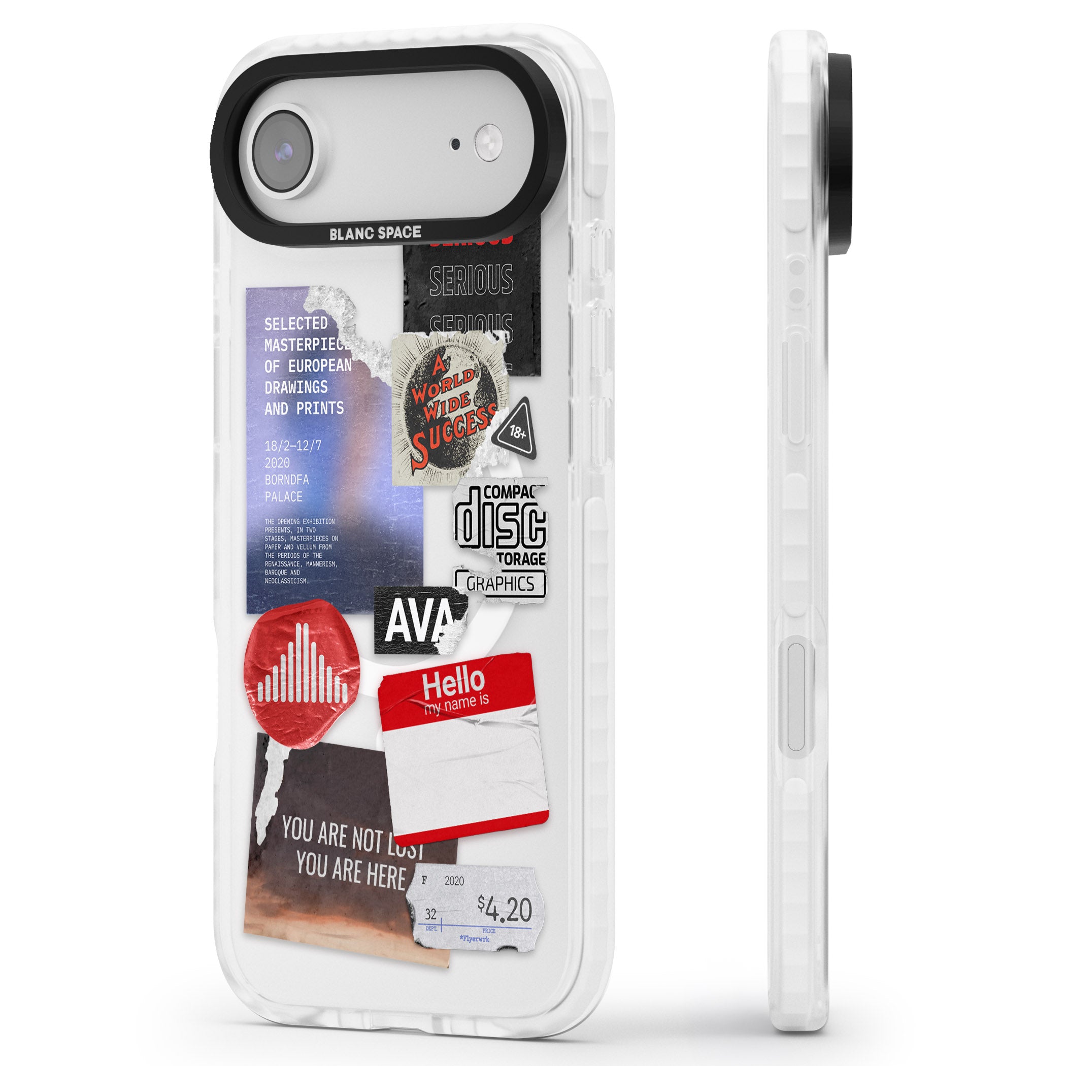 Red & Black Sticker Mix iPhone 17 Air Impact Pro Clear Phone Case Side Profile