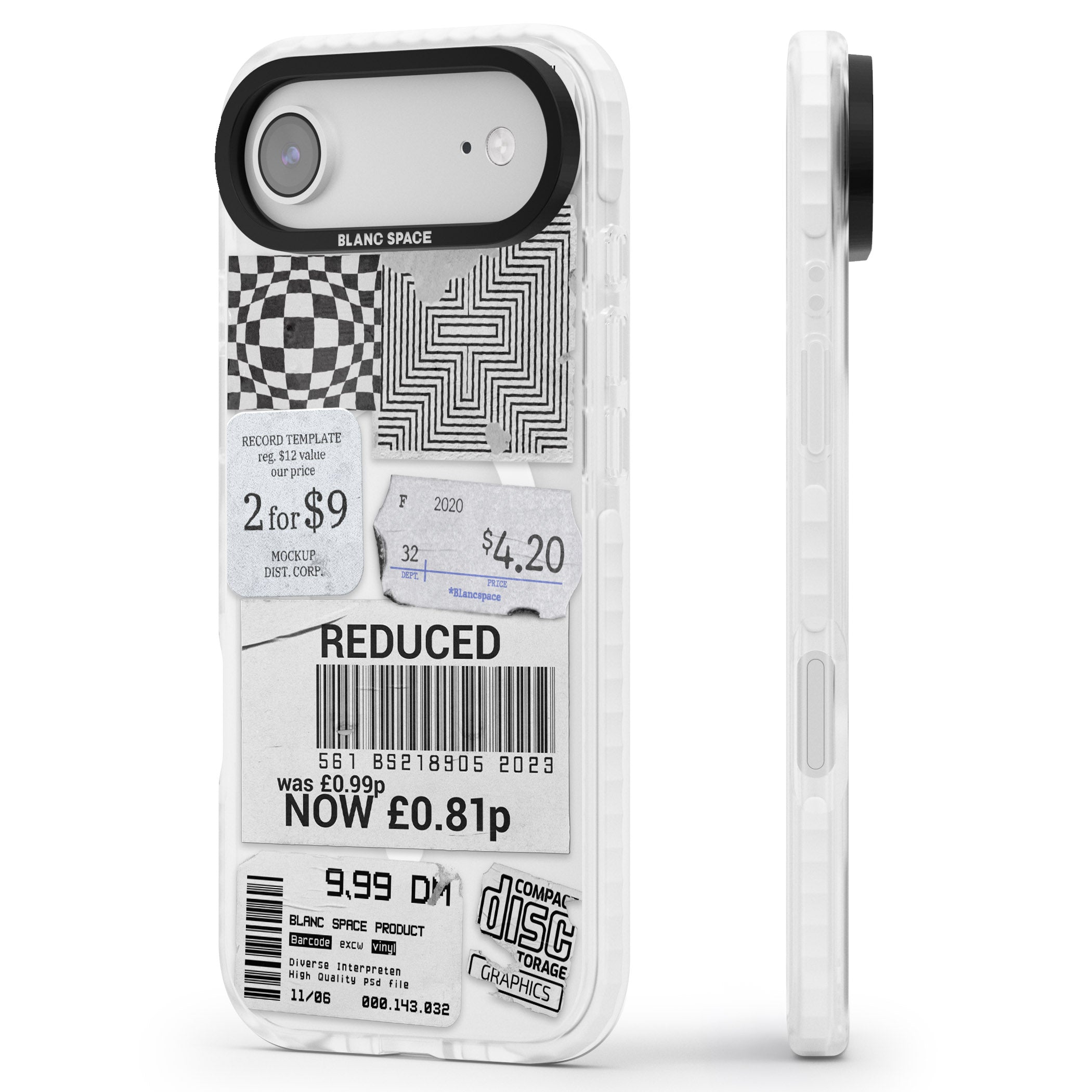 White Sticker Mix iPhone 17 Air Impact Pro Clear Phone Case Side Profile