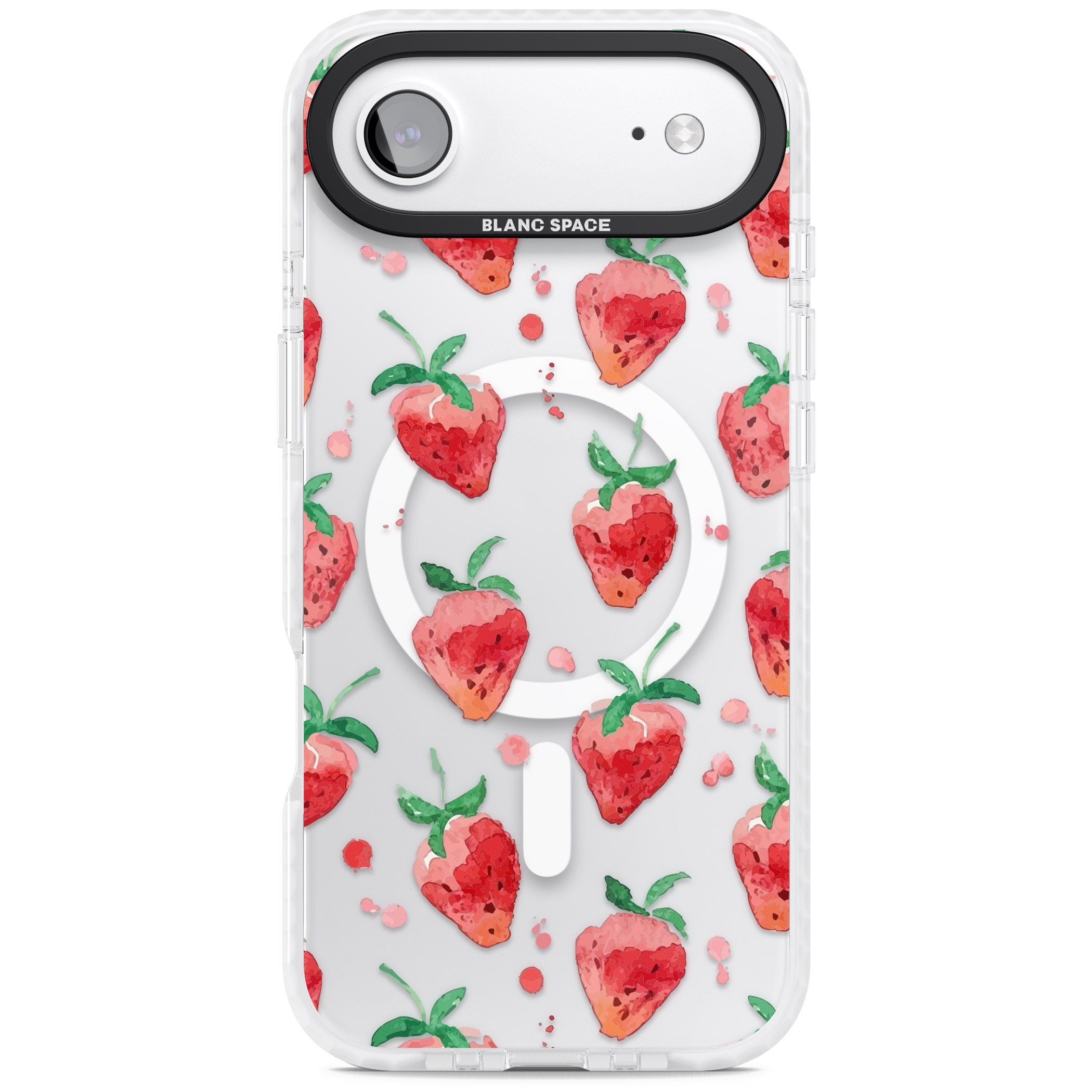 Strawberry Watercolour iPhone 17 Air Impact Pro Clear Phone Case