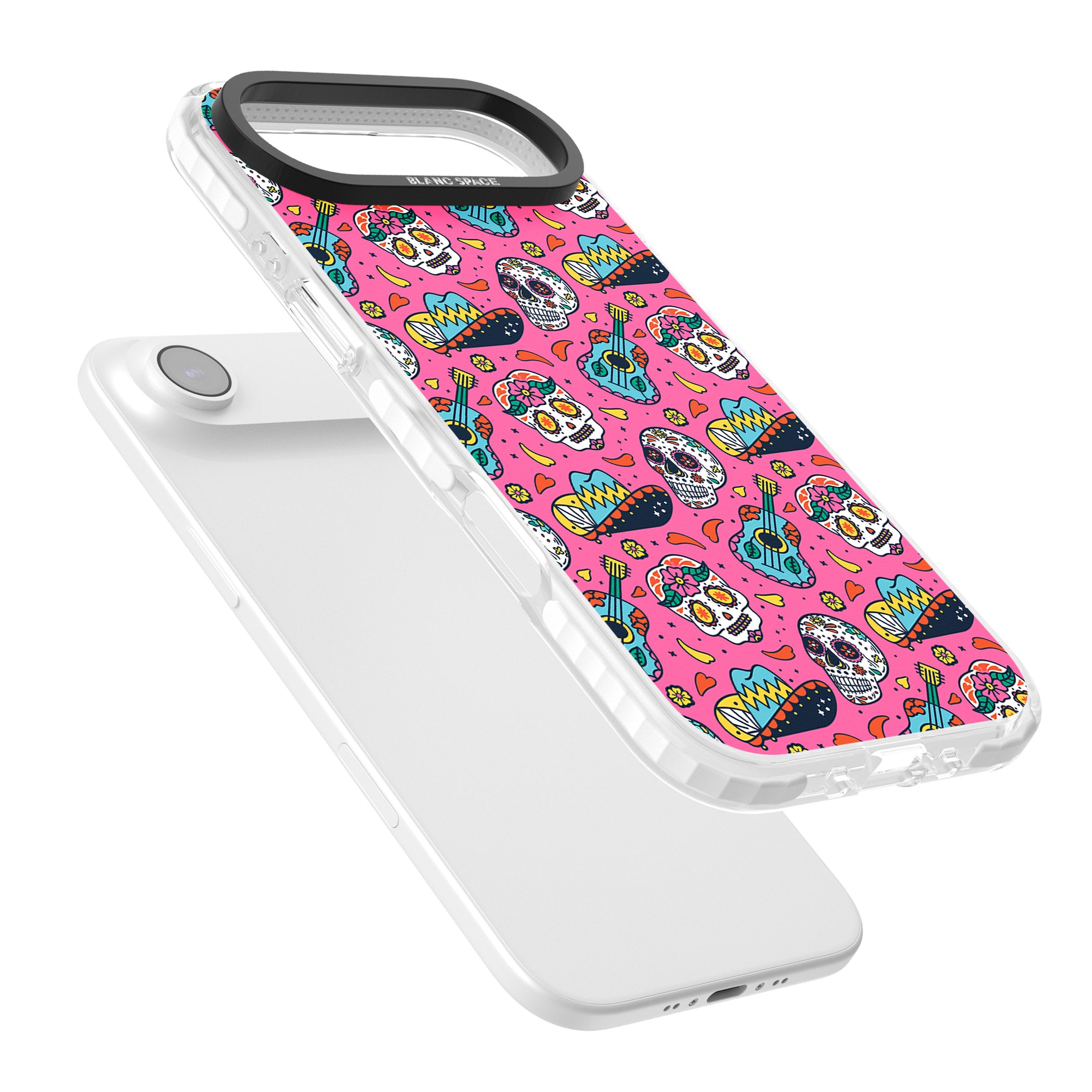 Pink Day Of The Dead Pattern iPhone 17 Air Impact Pro Clear Phone Case Colours