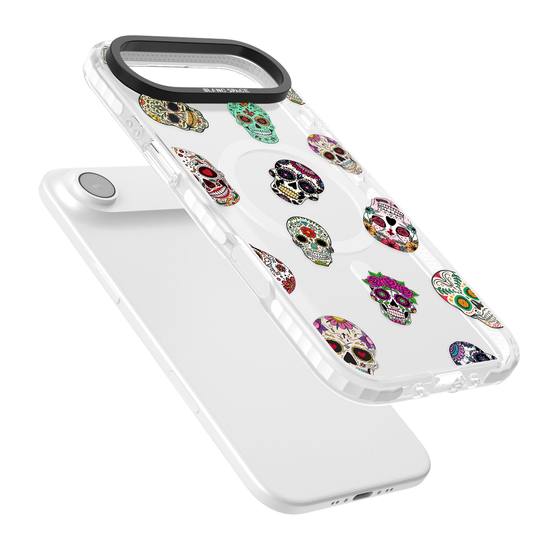 Mixed Sugar Skull Pattern iPhone 17 Air Impact Pro Clear Phone Case Colours