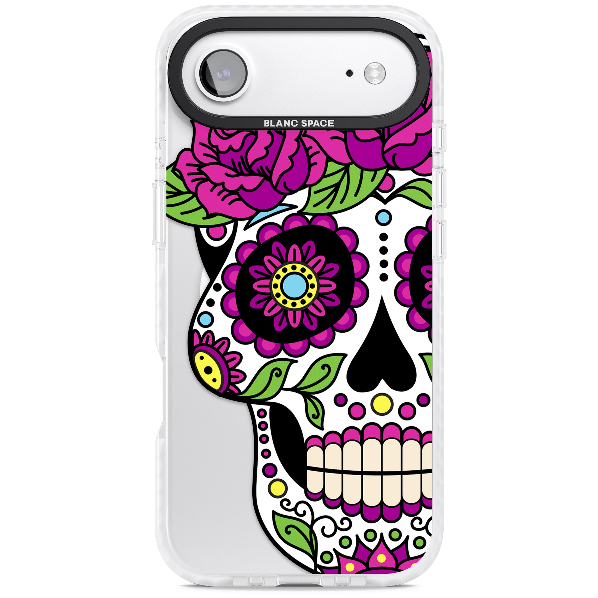 Purple Floral Sugar Skull iPhone 17 Air Impact Pro Clear Phone Case