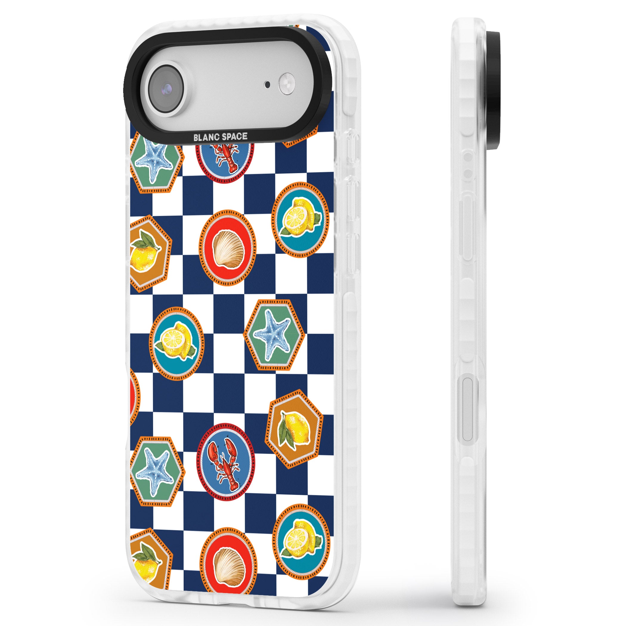 Coastal Check Pattern iPhone 17 Air Impact Pro Clear Phone Case Side Profile