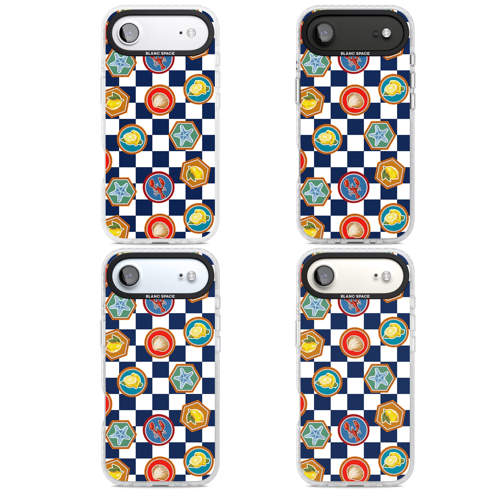 Coastal Check Pattern iPhone 17 Air Impact Pro Clear Phone Case APT Impact Protection