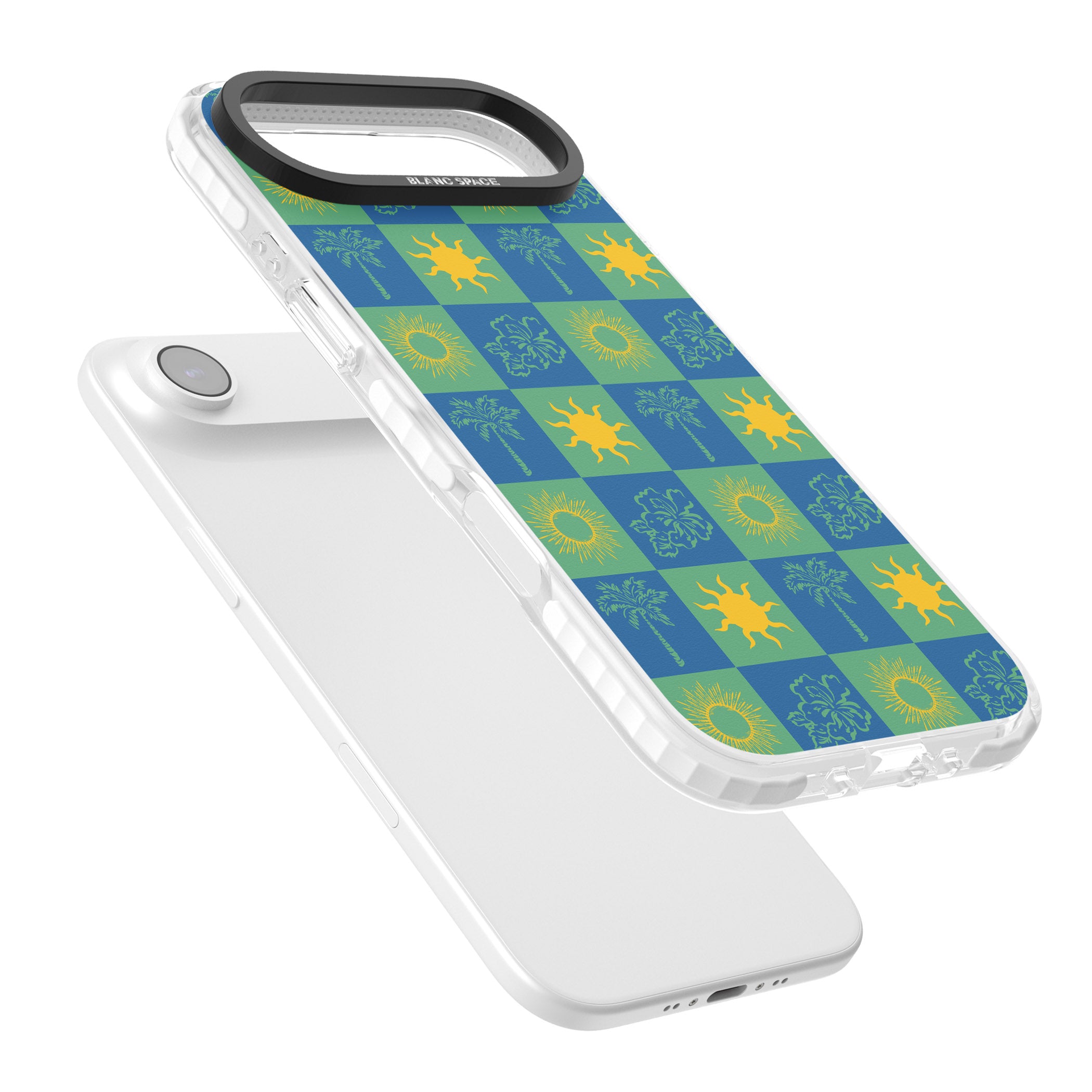 Green & Blue Tropical Checked iPhone 17 Air Impact Pro Clear Phone Case Colours