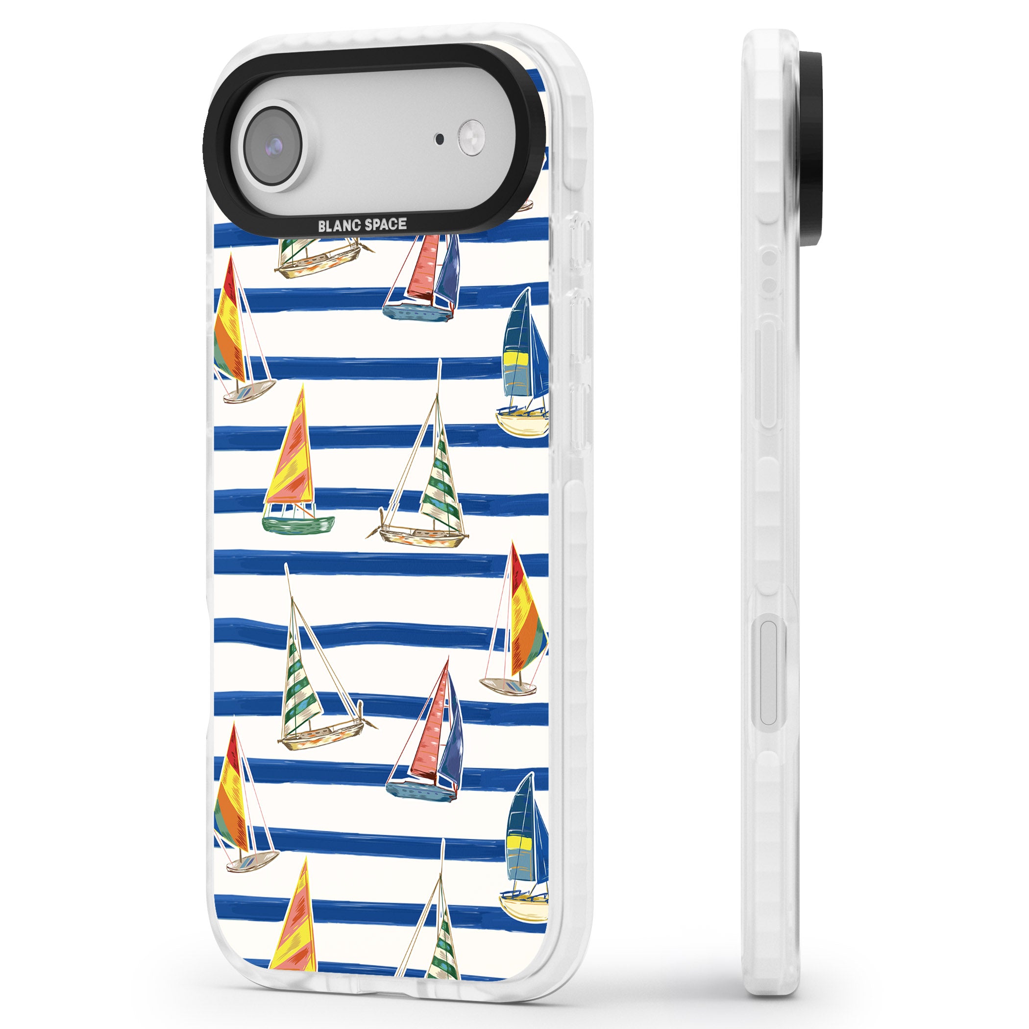 Coastal Sailboats iPhone 17 Air Impact Pro Clear Phone Case Side Profile