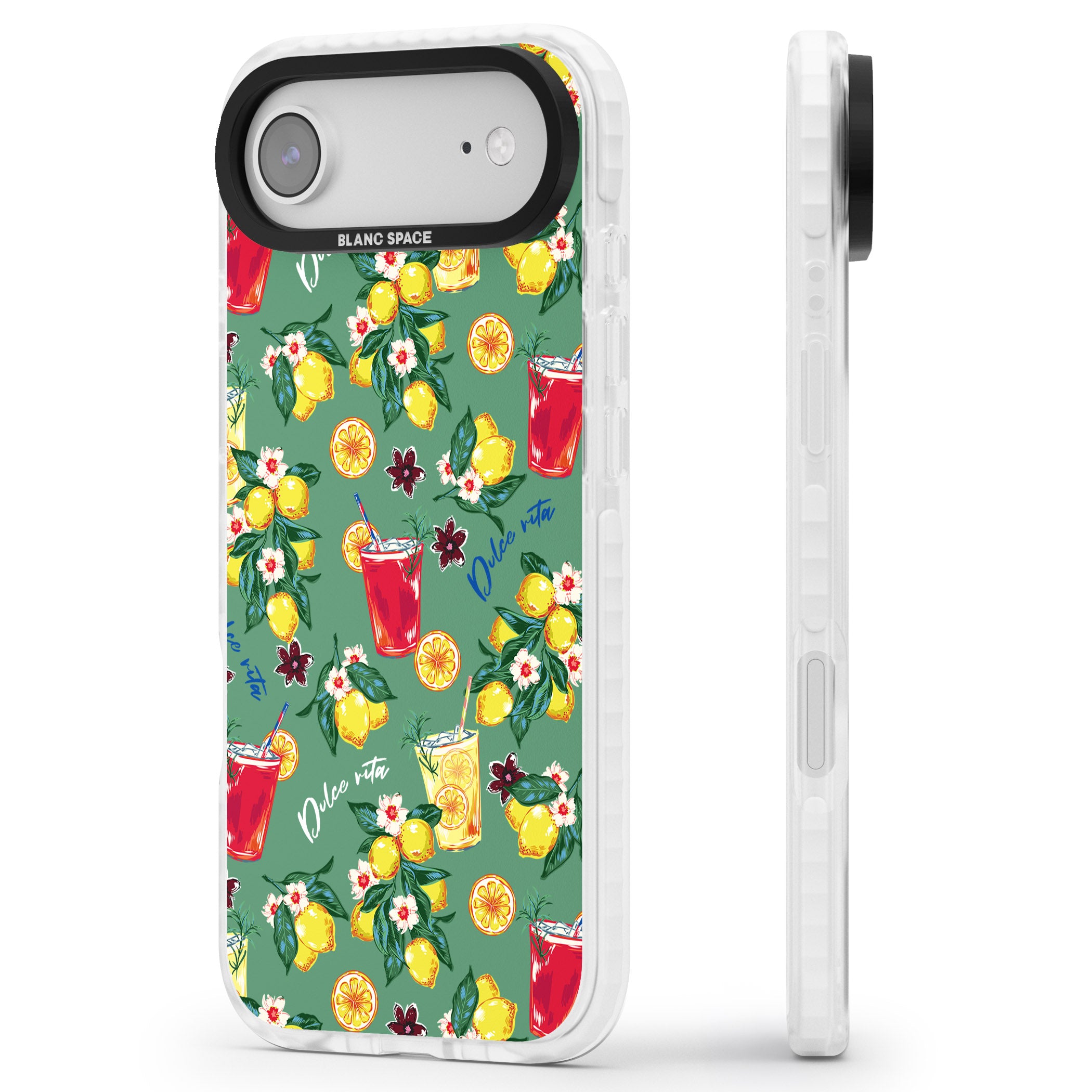 Lemon Cocktails iPhone 17 Air Impact Pro Clear Phone Case Side Profile