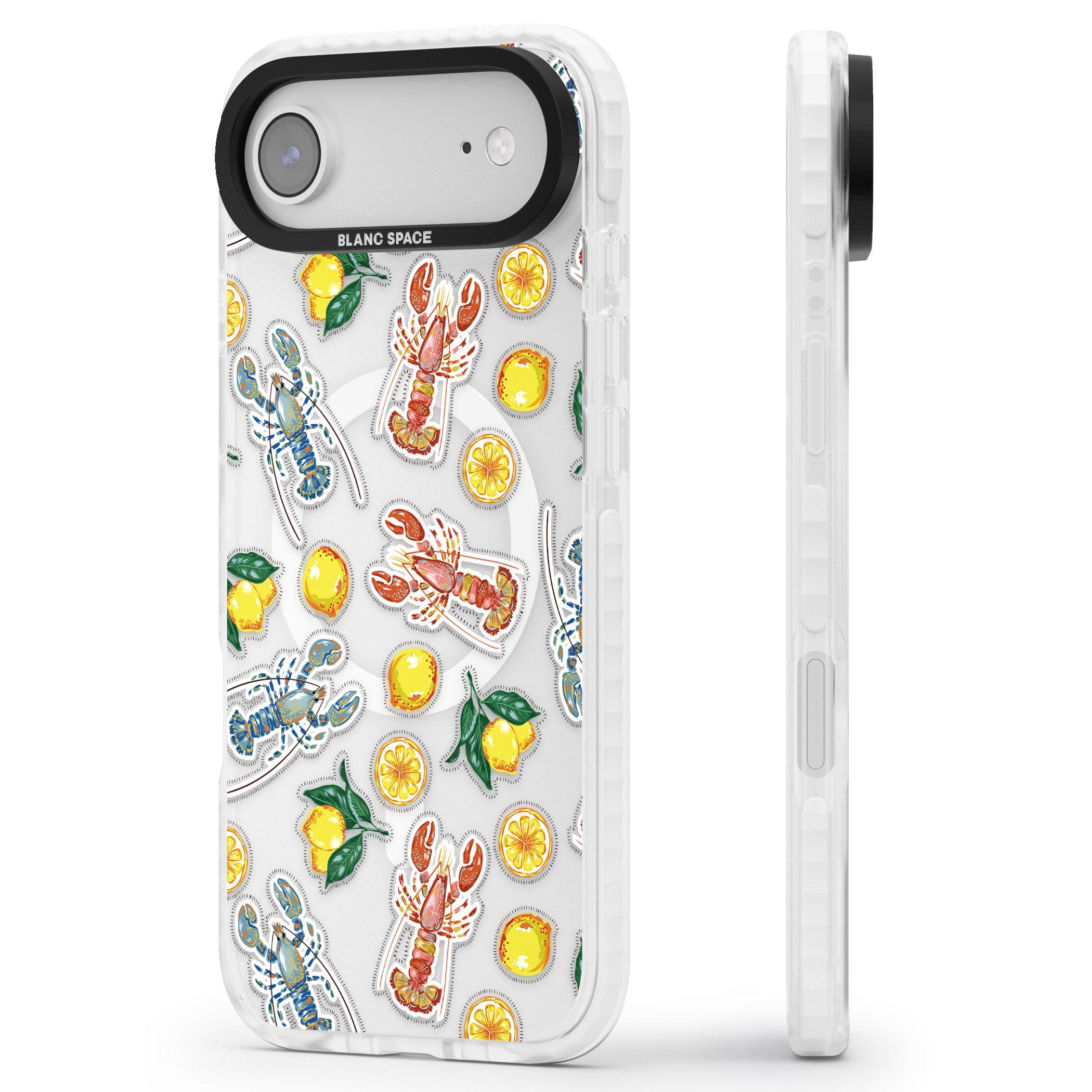 Lemons & Lobsters iPhone 17 Air Impact Pro Clear Phone Case Side Profile