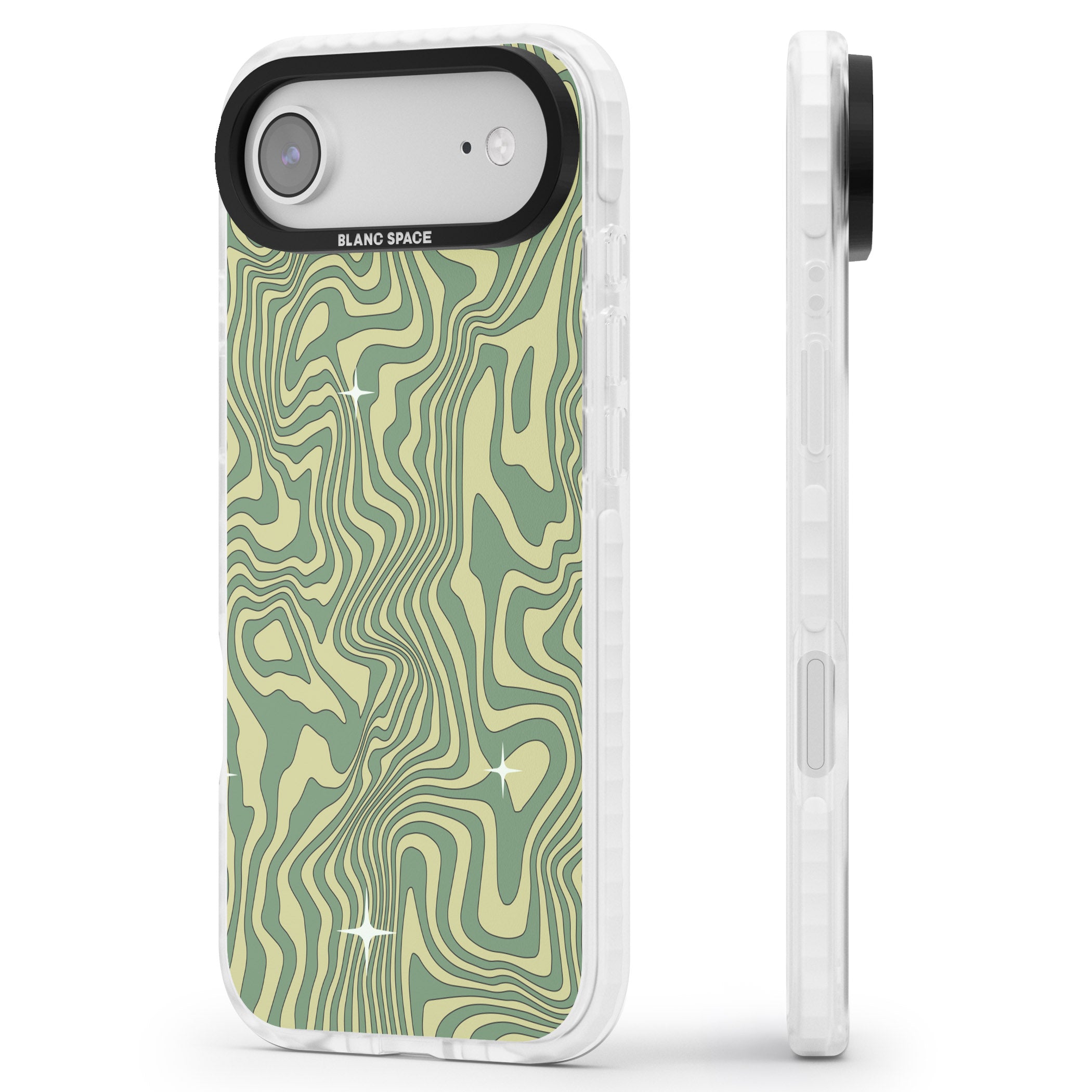 Green Abstract Wave iPhone 17 Air Impact Pro Clear Phone Case Side Profile