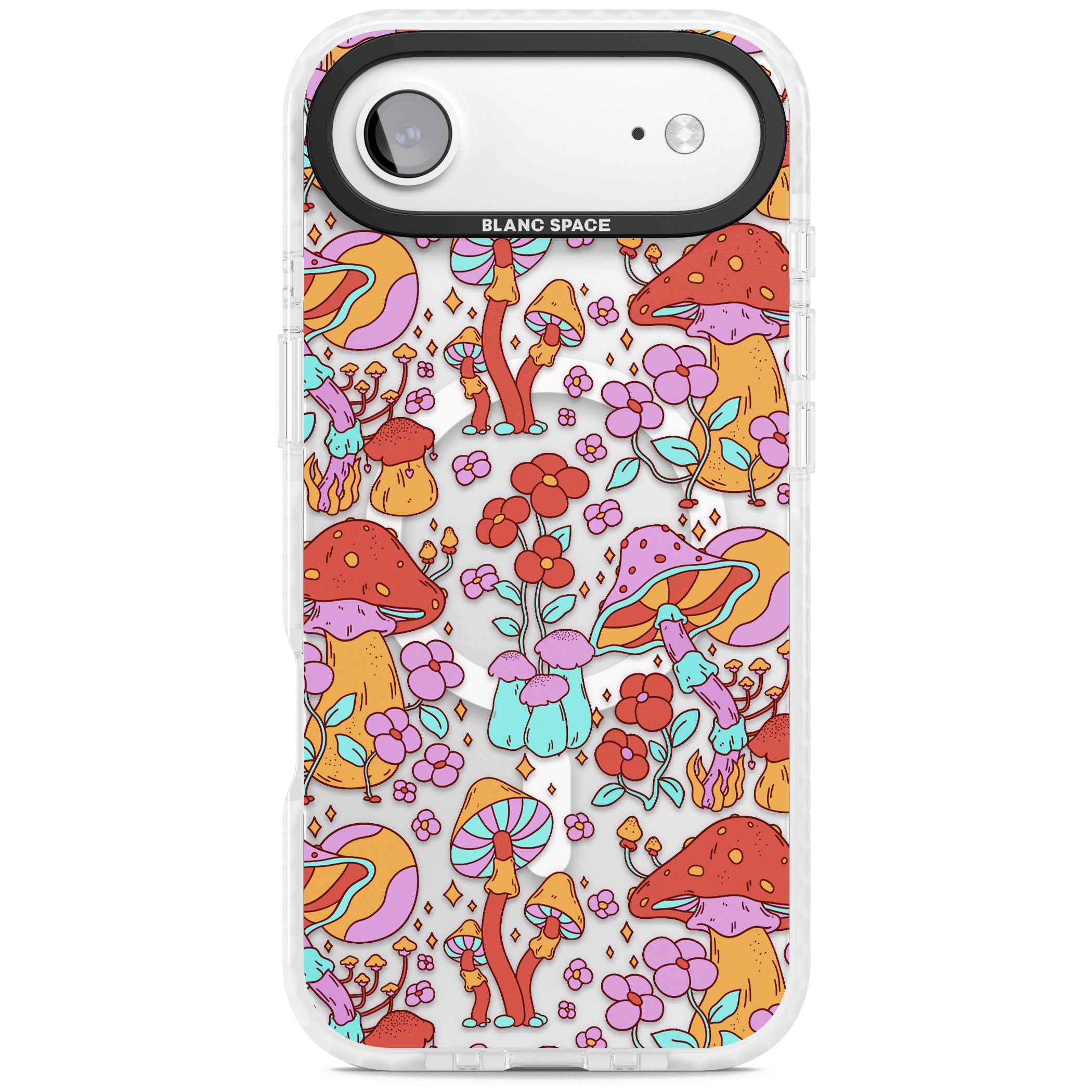 Psychedelic Flowers & Mushrooms iPhone 17 Air Impact Pro Clear Phone Case