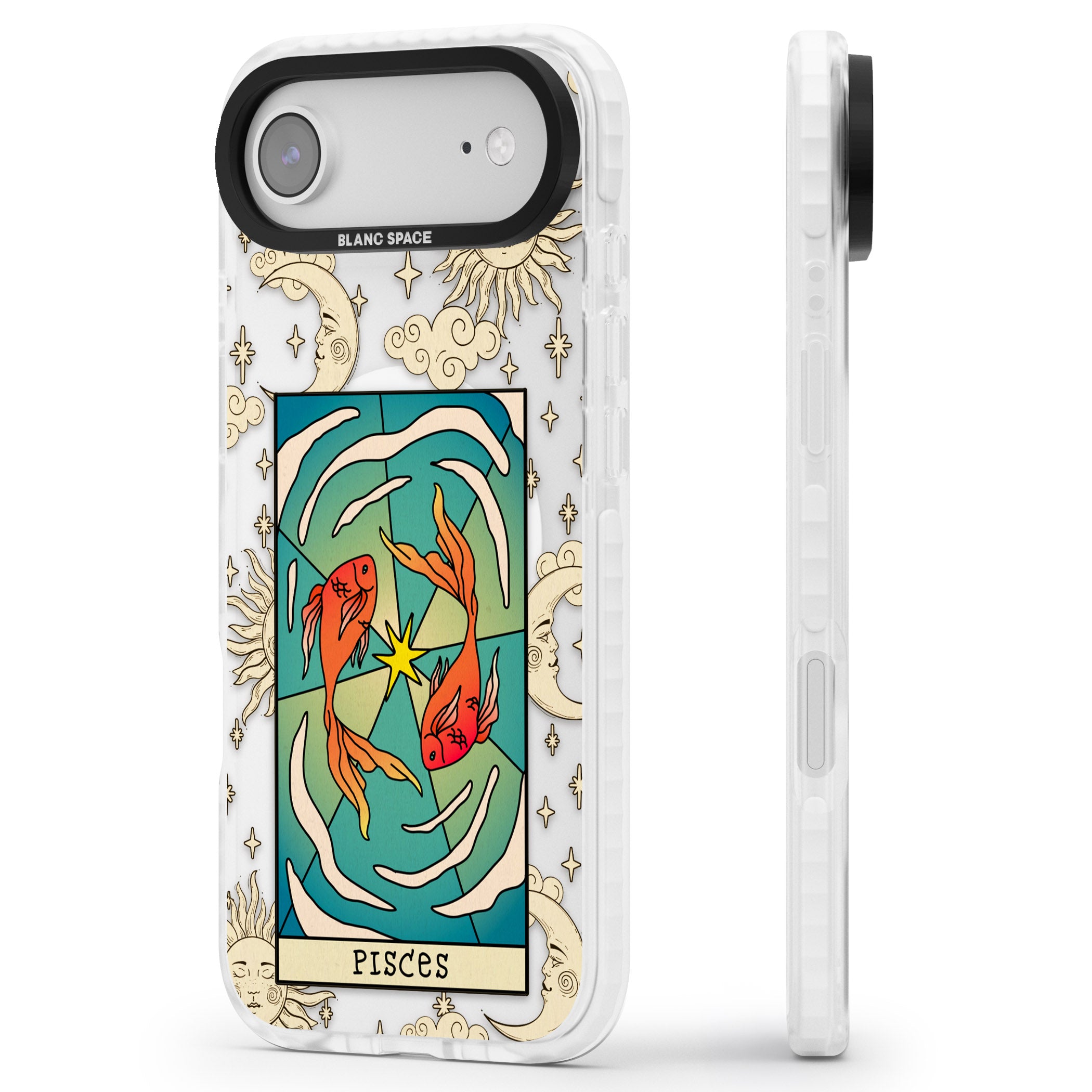 Celestial Zodiac Pisces iPhone 17 Air Impact Pro Clear Phone Case Side Profile