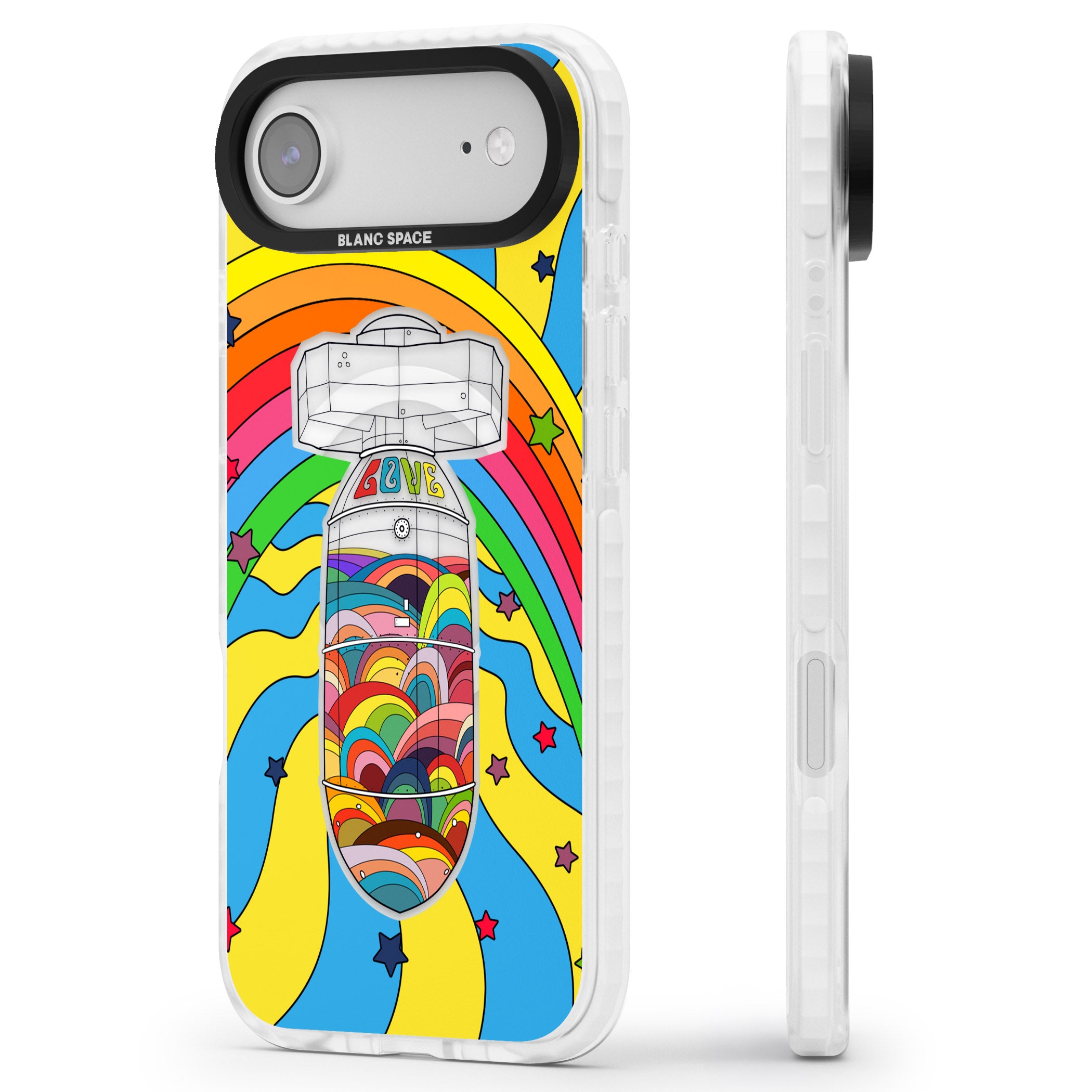 Love Bomb iPhone 17 Air Impact Pro Clear Phone Case Side Profile