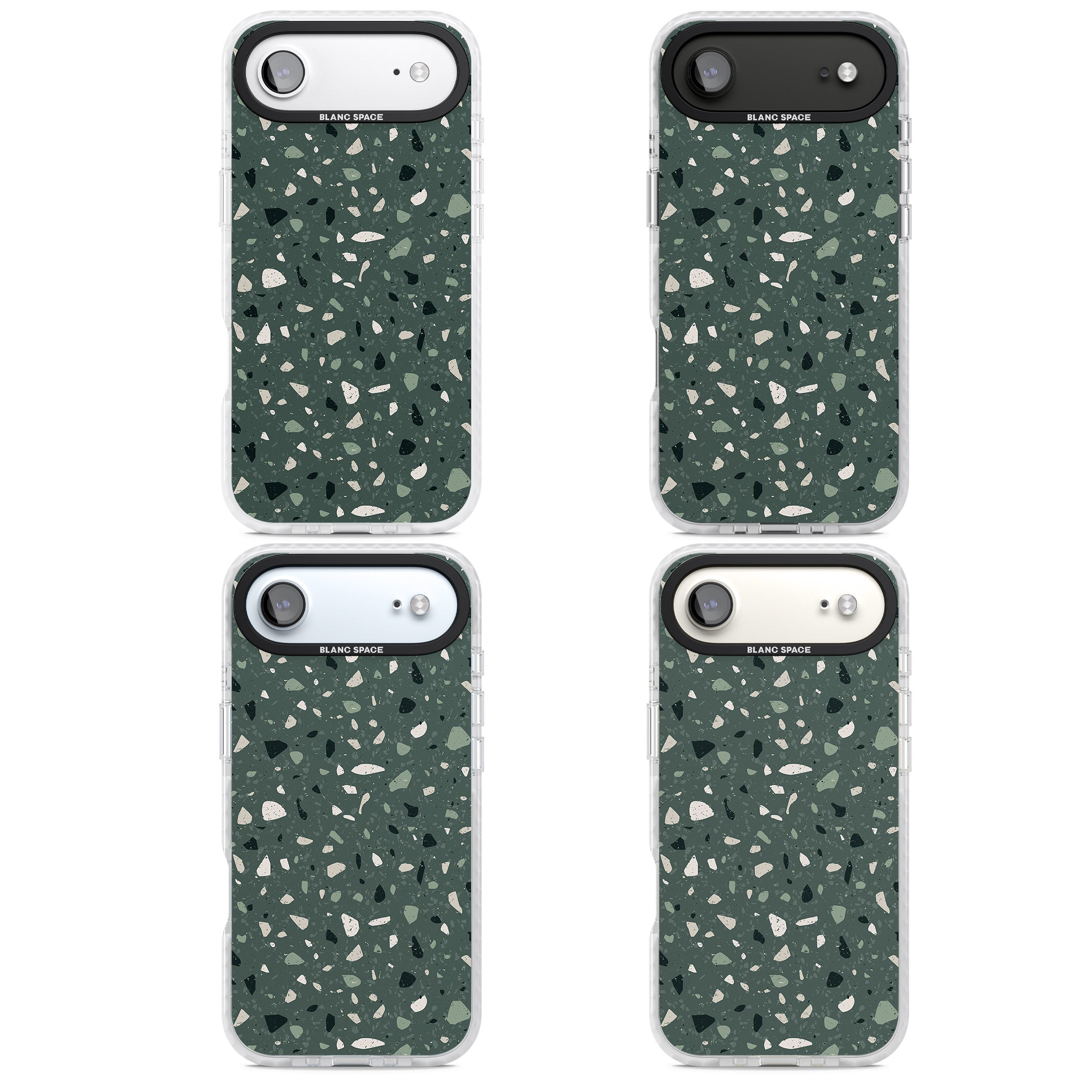 Green & Cream Terrazzo Pattern iPhone 17 Air Impact Pro Clear Phone Case APT Impact Protection