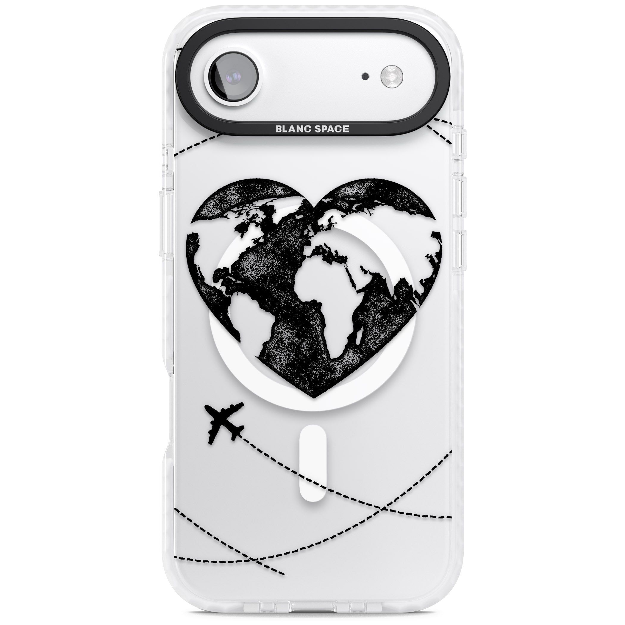Globe Heart iPhone 17 Air Impact Pro Clear Phone Case