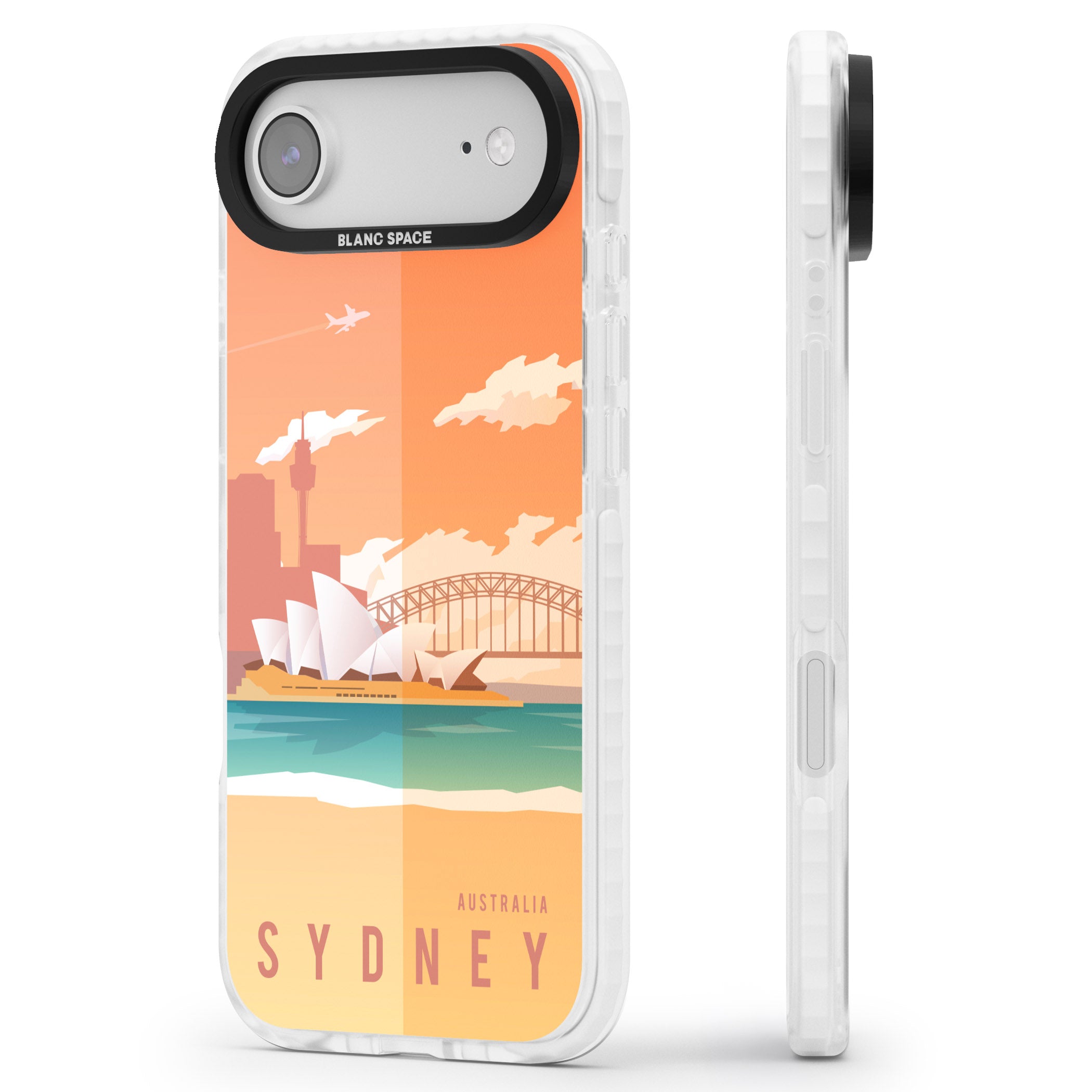Vintage Travel Poster Sydney iPhone 17 Air Impact Pro Clear Phone Case Side Profile