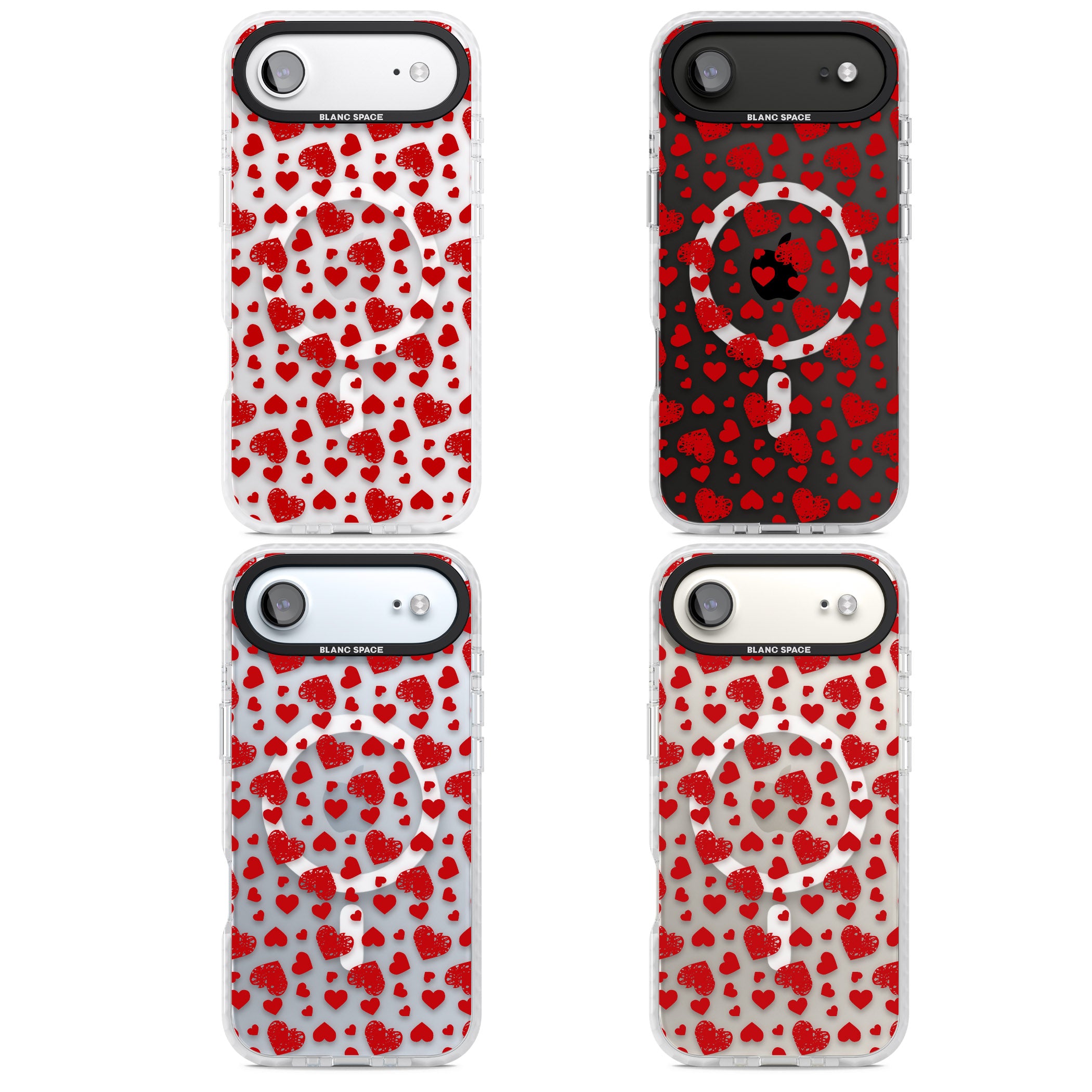 Red Heart Pattern Classic iPhone 17 Air Impact Pro Clear Phone Case APT Impact Protection