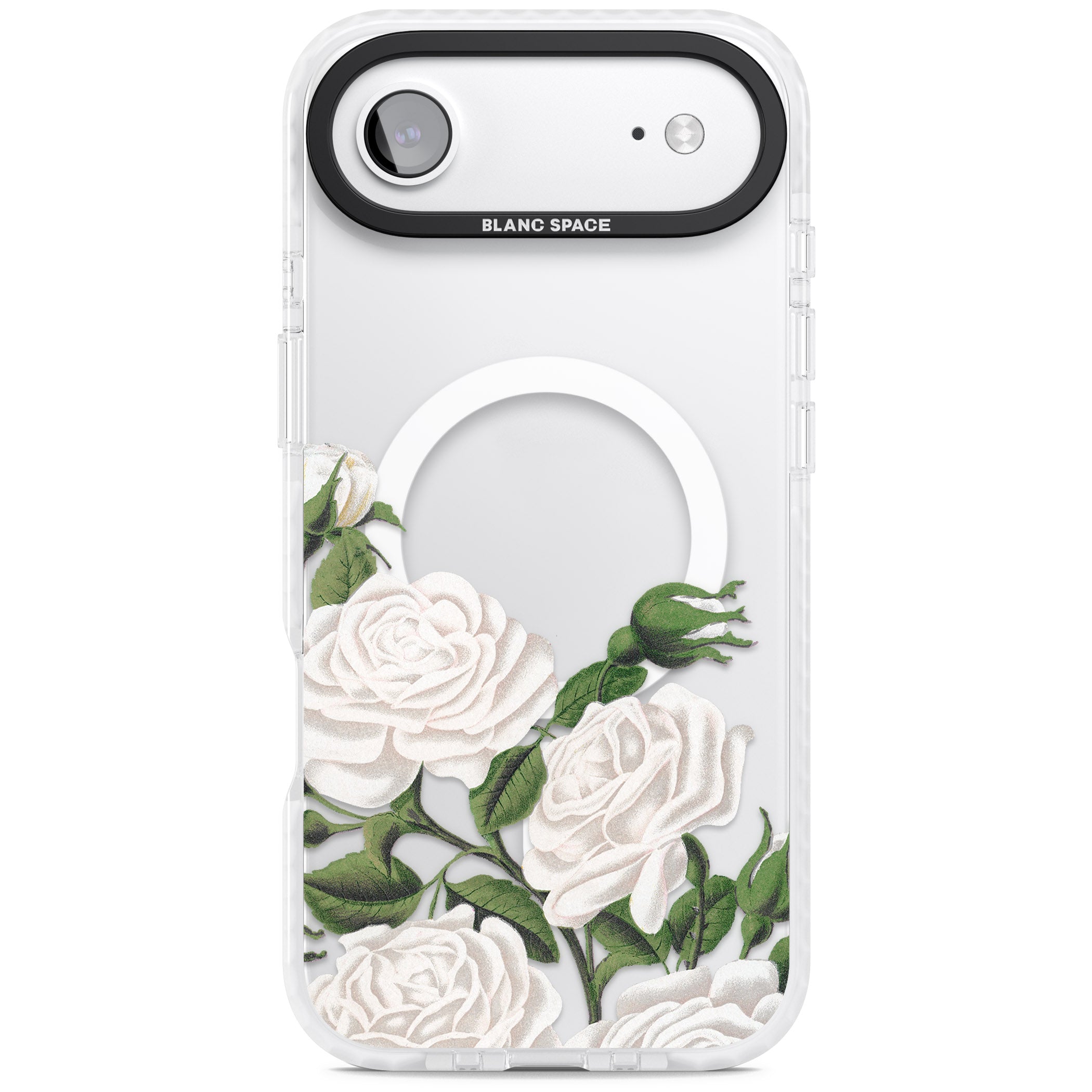 White Vintage Painted Flowers iPhone 17 Air Impact Pro Clear Phone Case