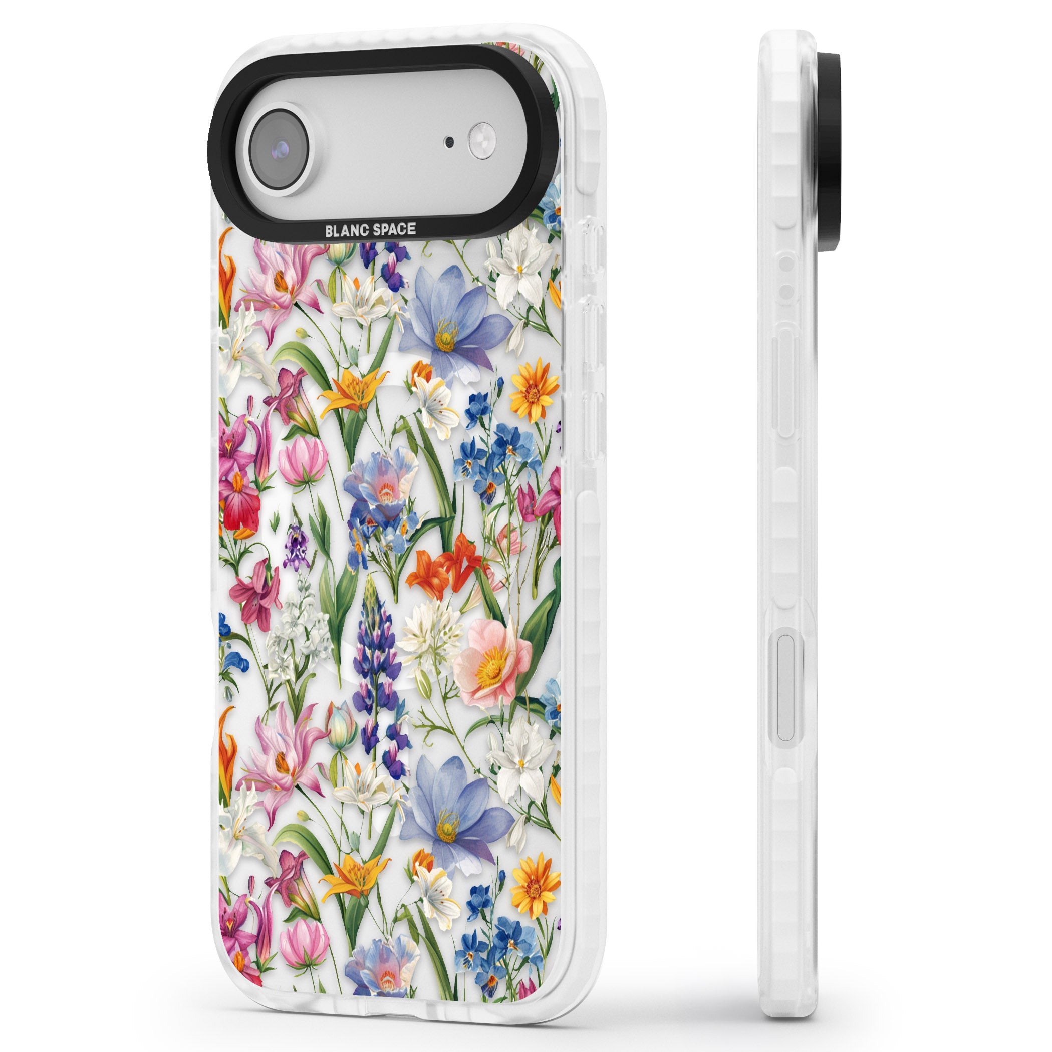 Vintage Wildflowers iPhone 17 Air Impact Pro Clear Phone Case Side Profile