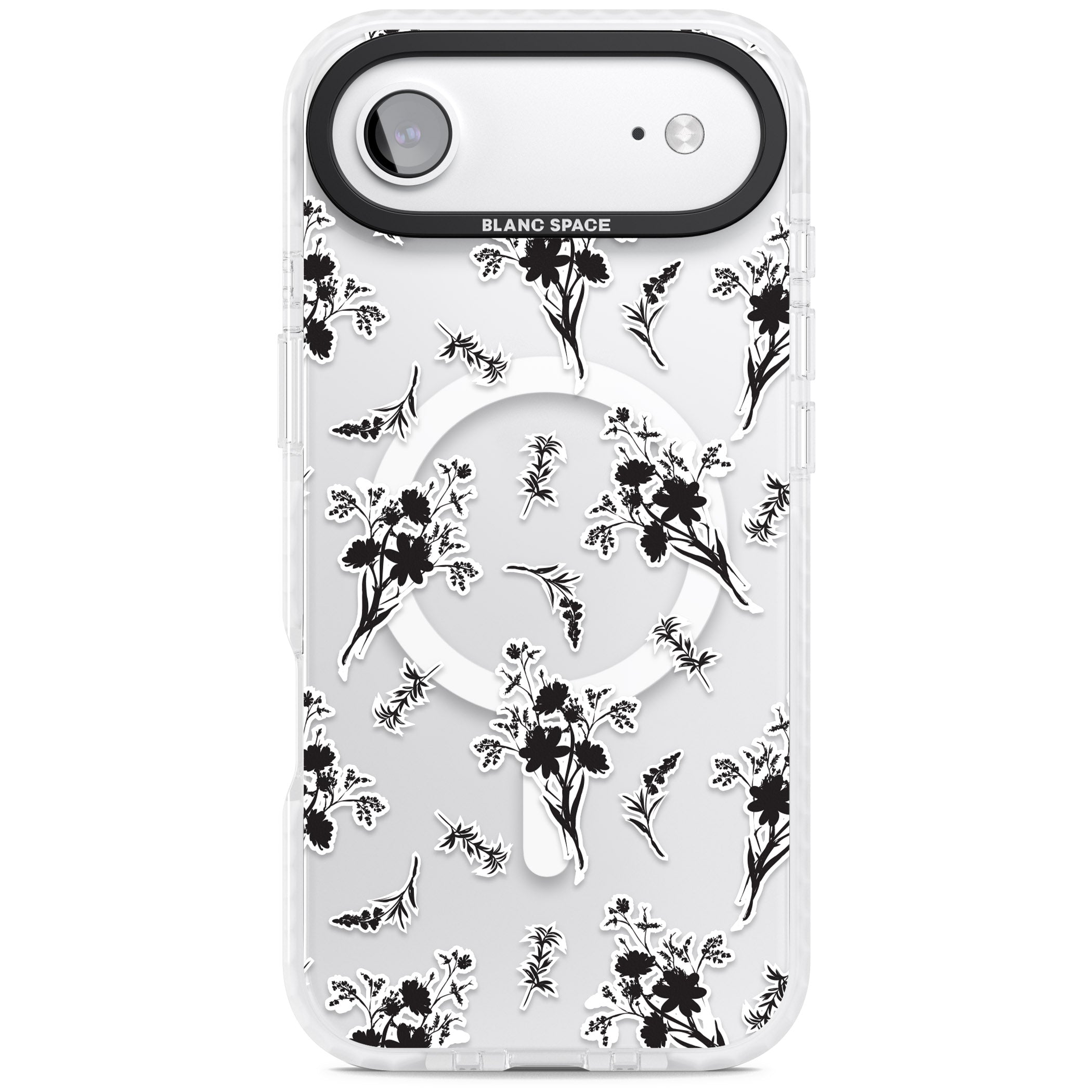 Black Sticker Wildflowers iPhone 17 Air Impact Pro Clear Phone Case