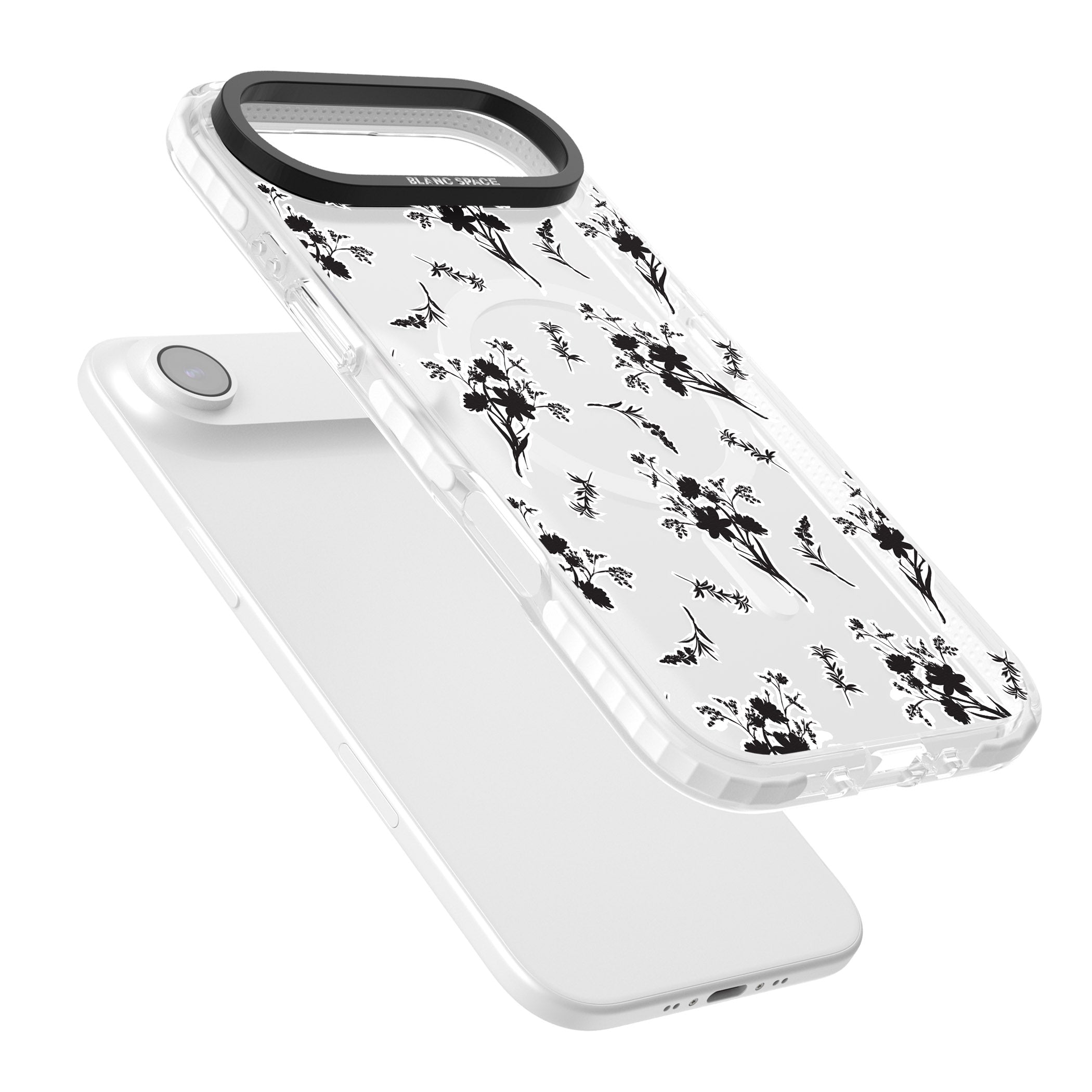 Black Sticker Wildflowers iPhone 17 Air Impact Pro Clear Phone Case Colours